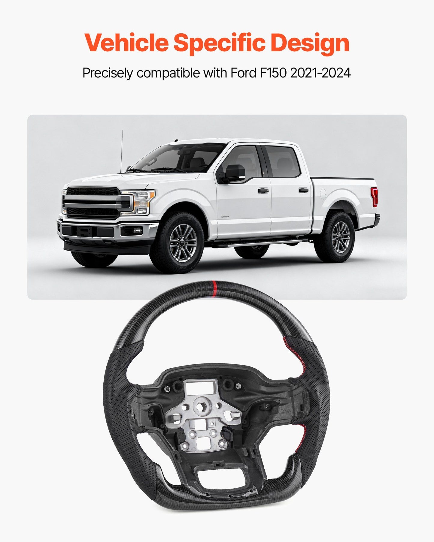Carbon fibre steering wheel for Ford F150 — view 3