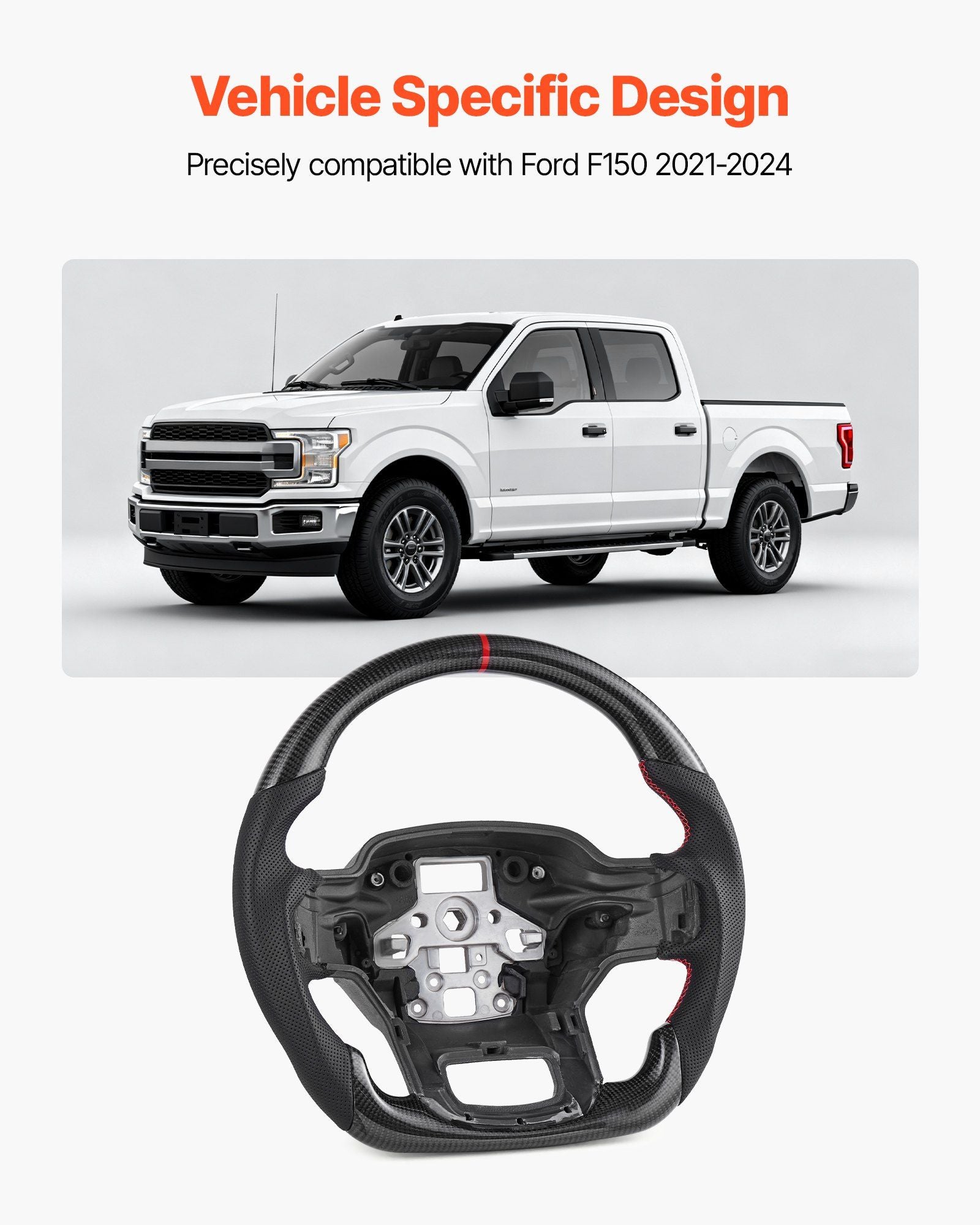 Carbon fibre steering wheel for Ford F150 — view 3