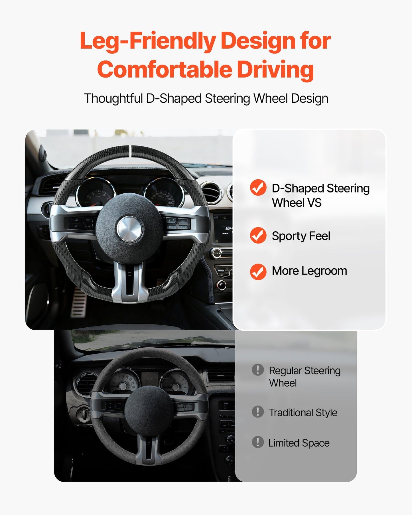 Carbon fibre steering wheel for Ford Mustang — view 5