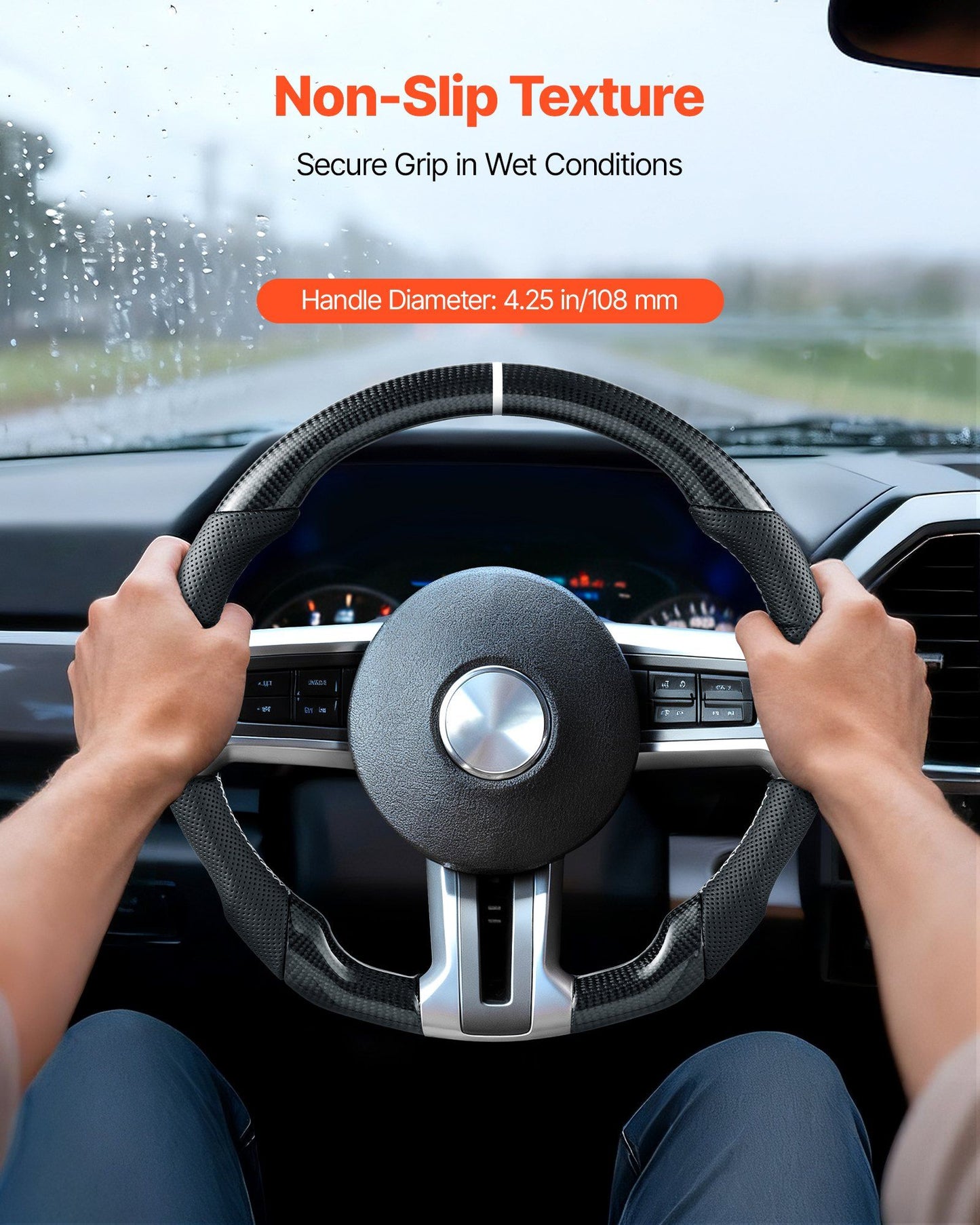 Carbon fibre steering wheel for Ford Mustang — view 6