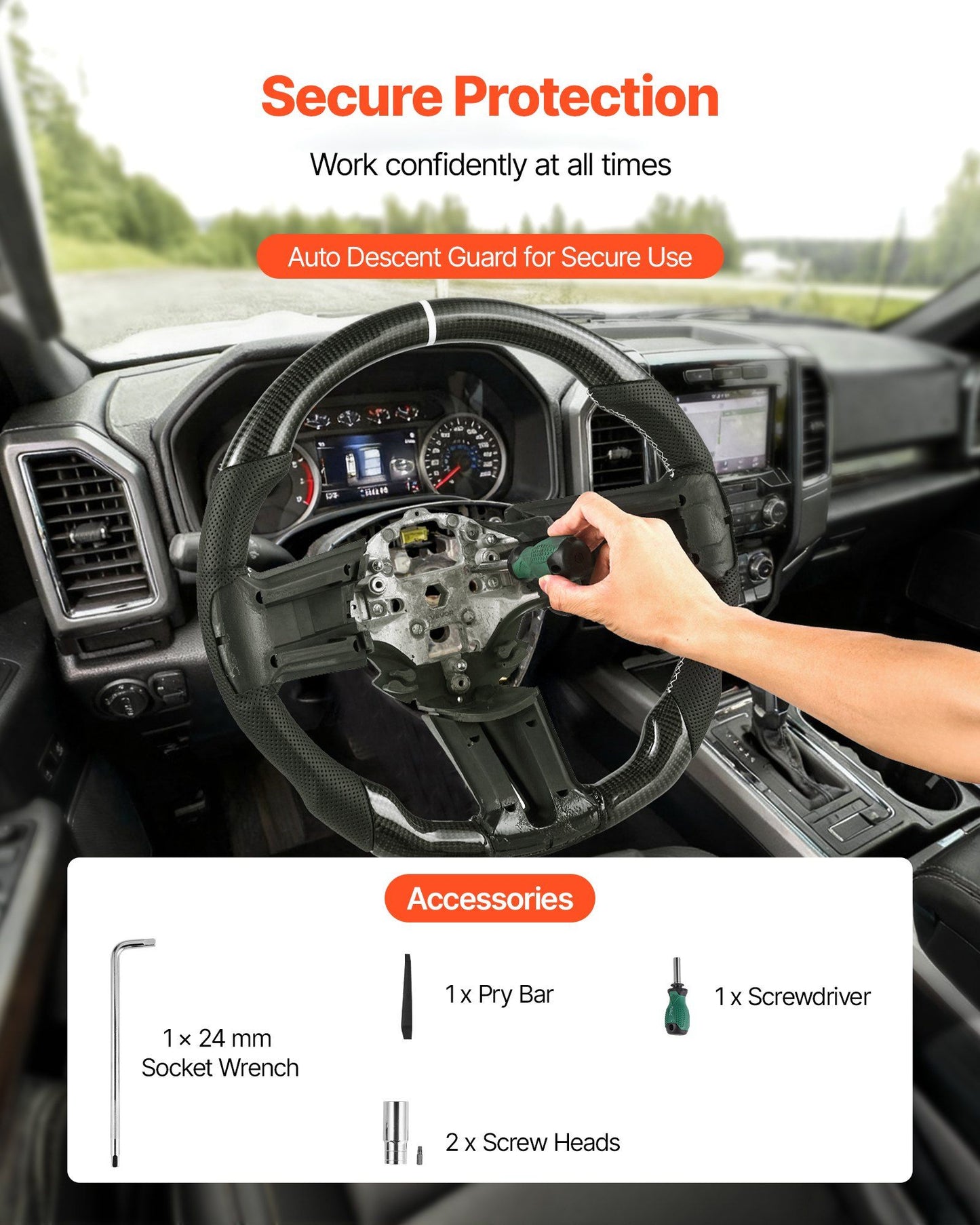 Carbon fibre steering wheel for Ford Mustang — view 7