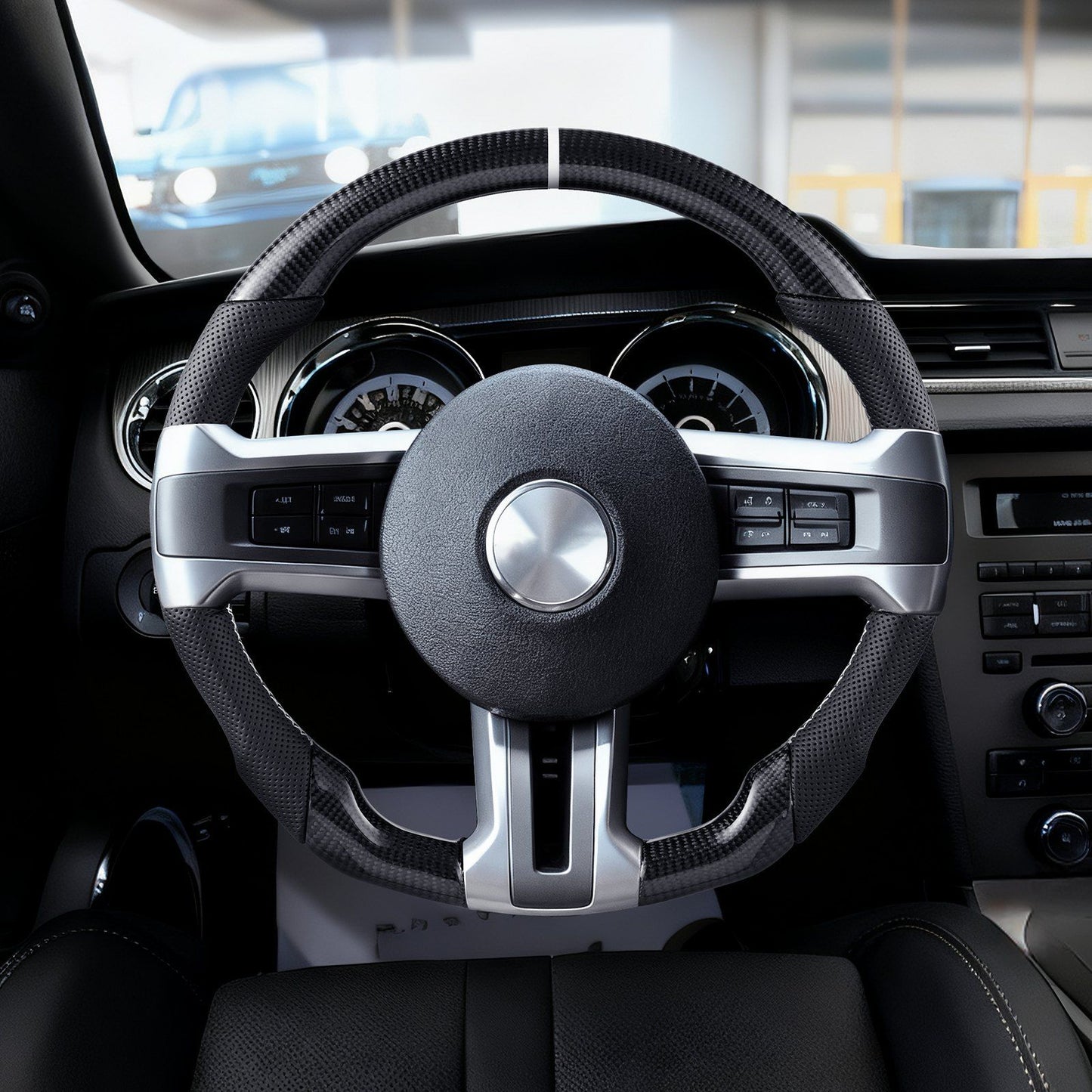 Carbon fibre steering wheel for Ford Mustang — view 9
