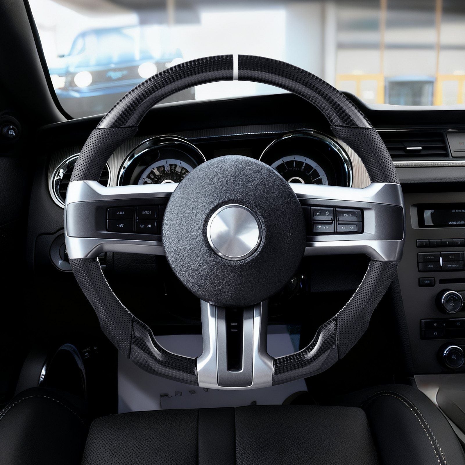 Carbon fibre steering wheel for Ford Mustang — view 9