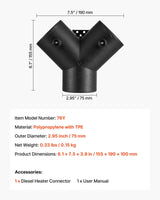 Diesel heater 75 mm 3-way Y duct connector — view 8