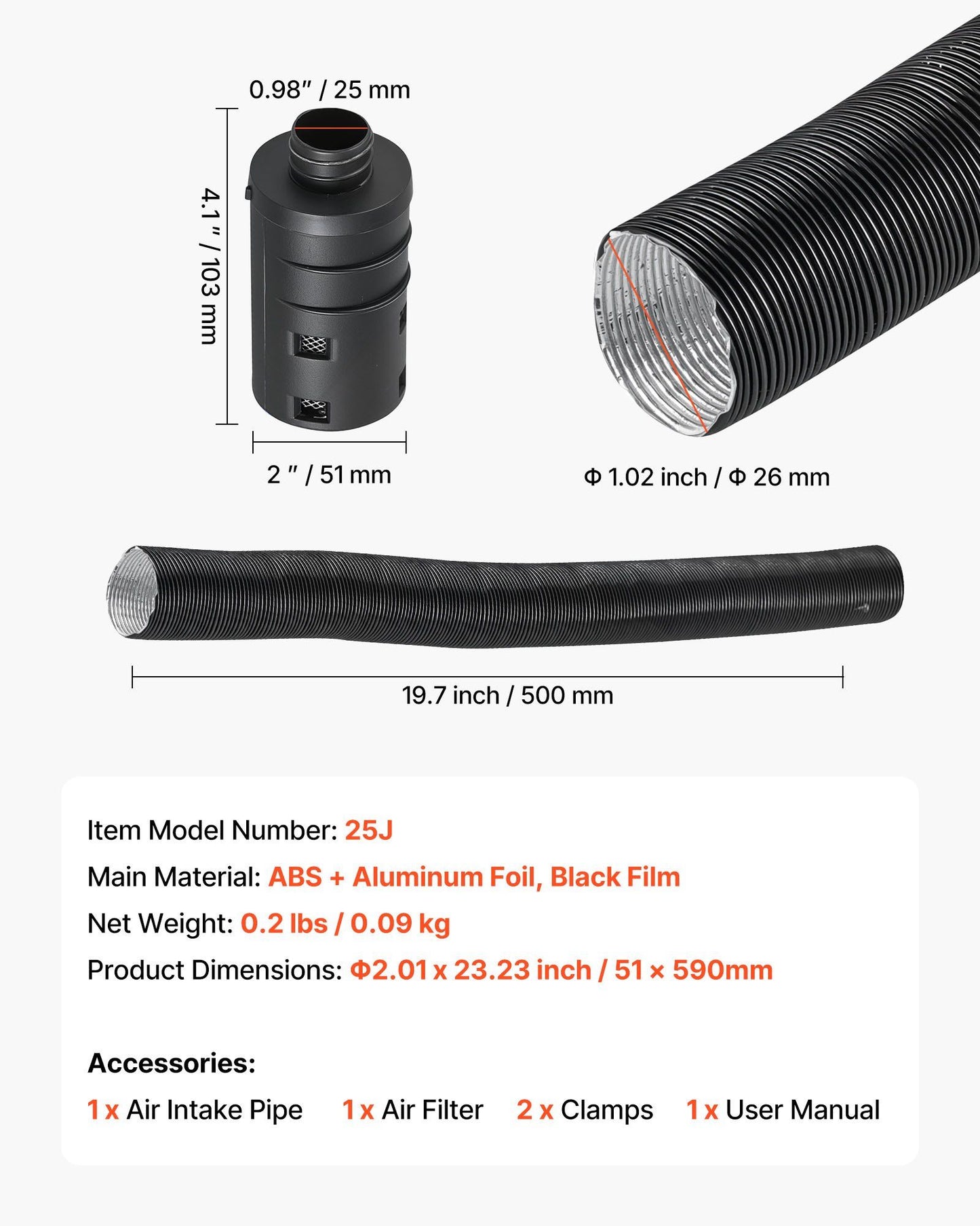 Diesel heater intake pipe kit 25 mm — view 8