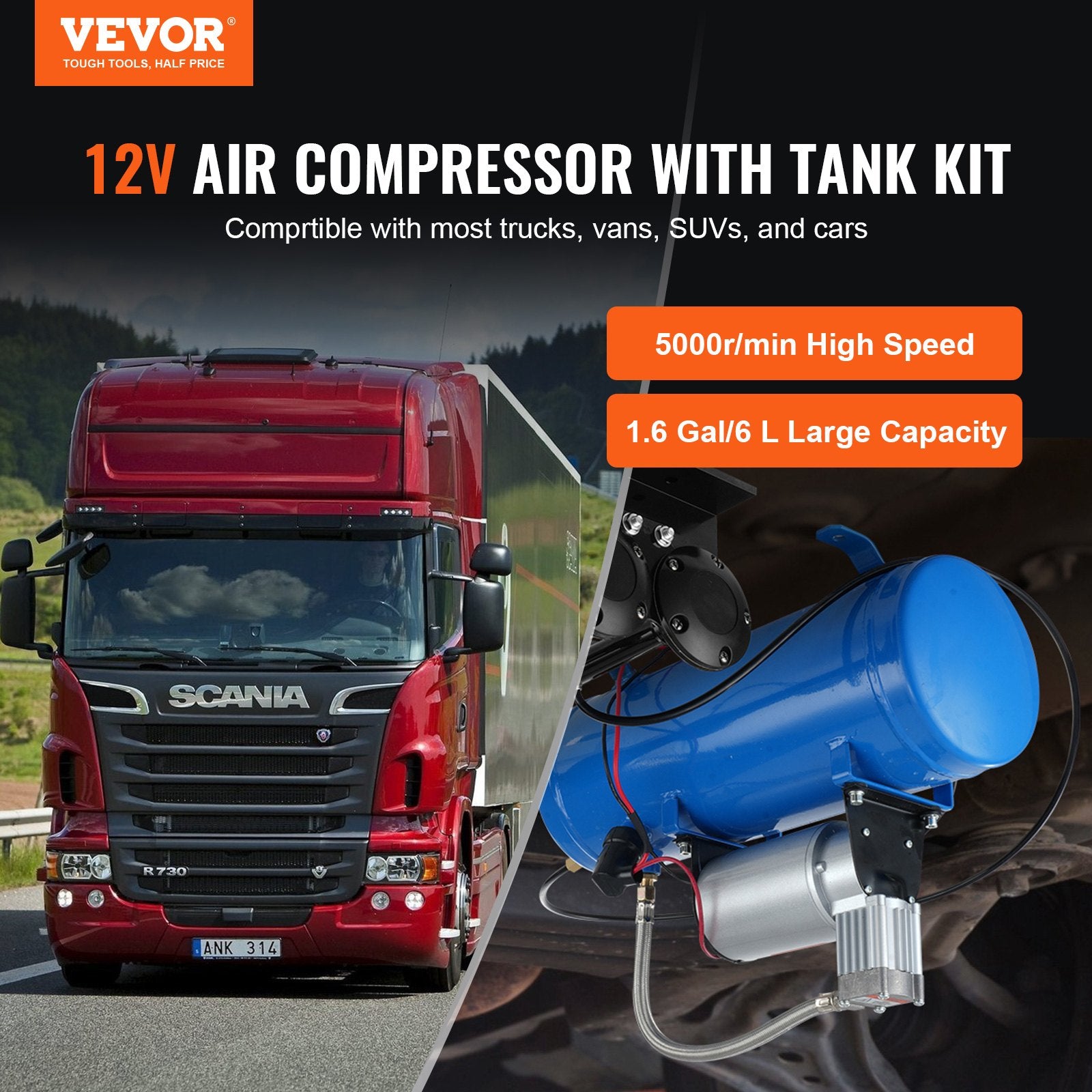 12V Air Compressor with Tank — view 3