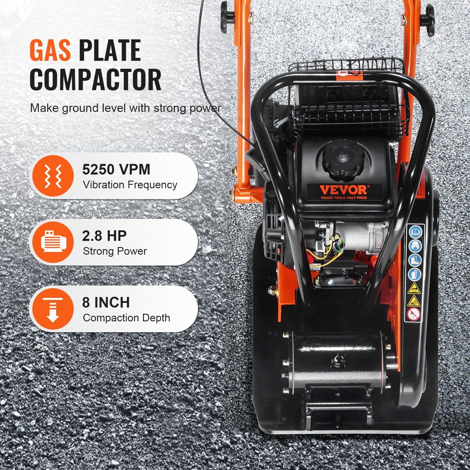 Plate Compactor 2.8 HP 78.5CC Gas Engine — view 3