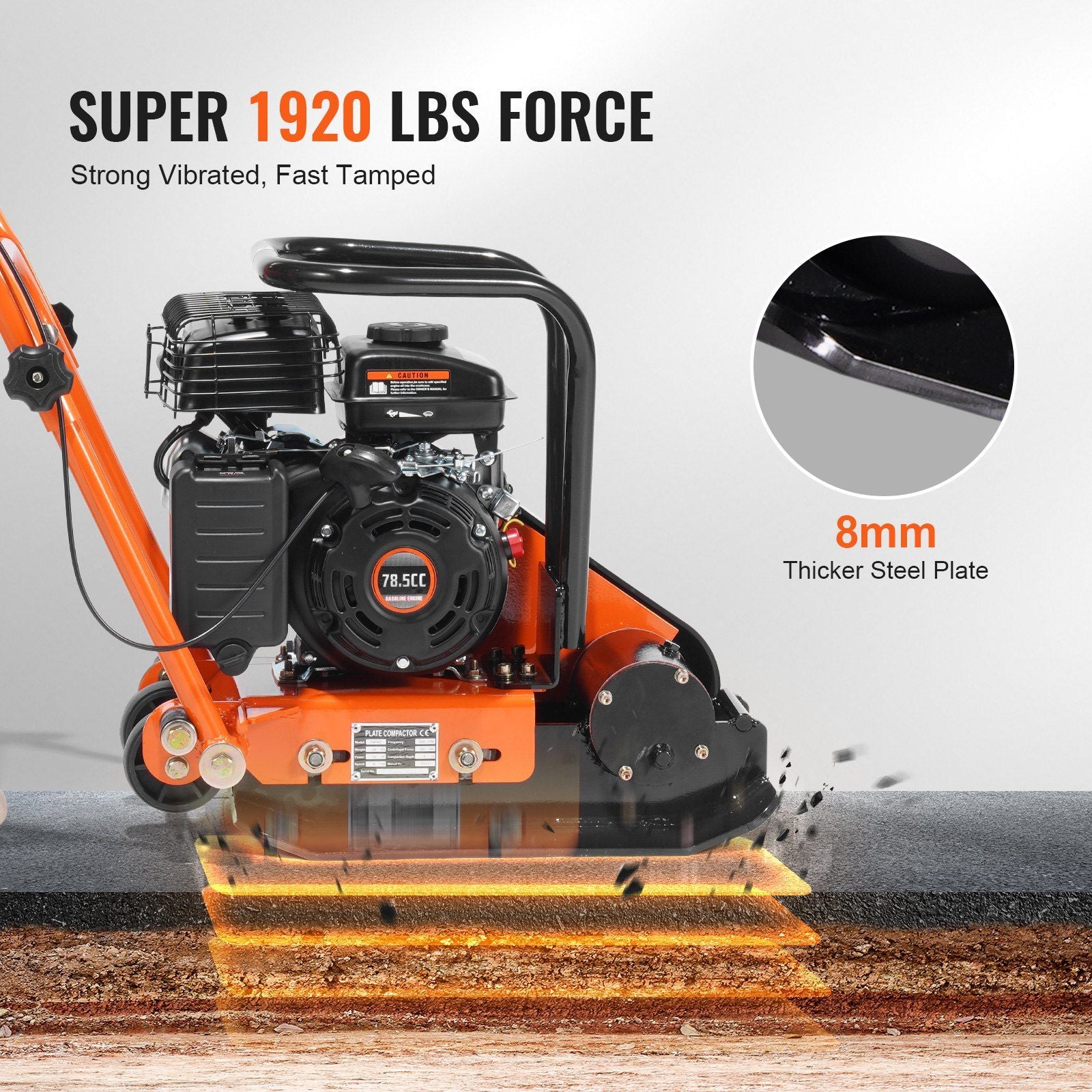 Plate Compactor 2.8 HP 78.5CC Gas Engine — view 4