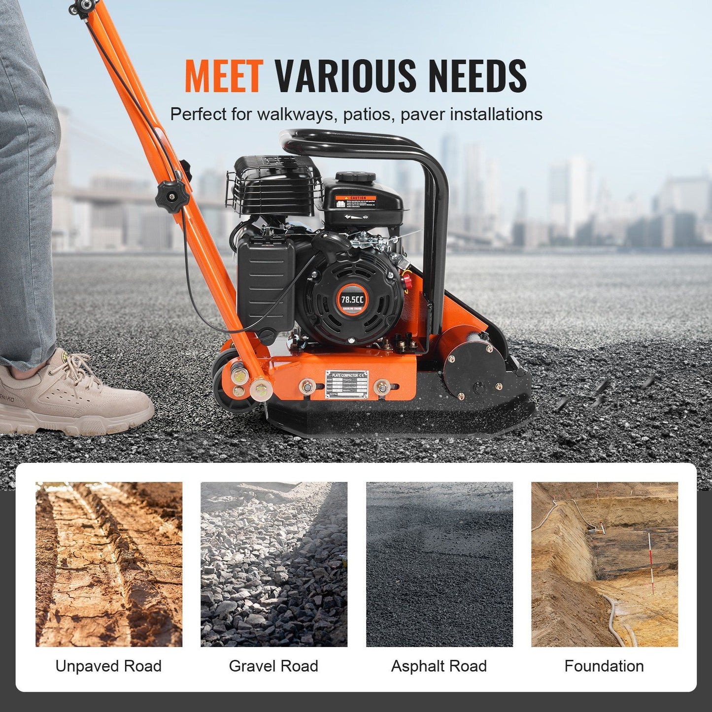 Plate Compactor 2.8 HP 78.5CC Gas Engine — view 7