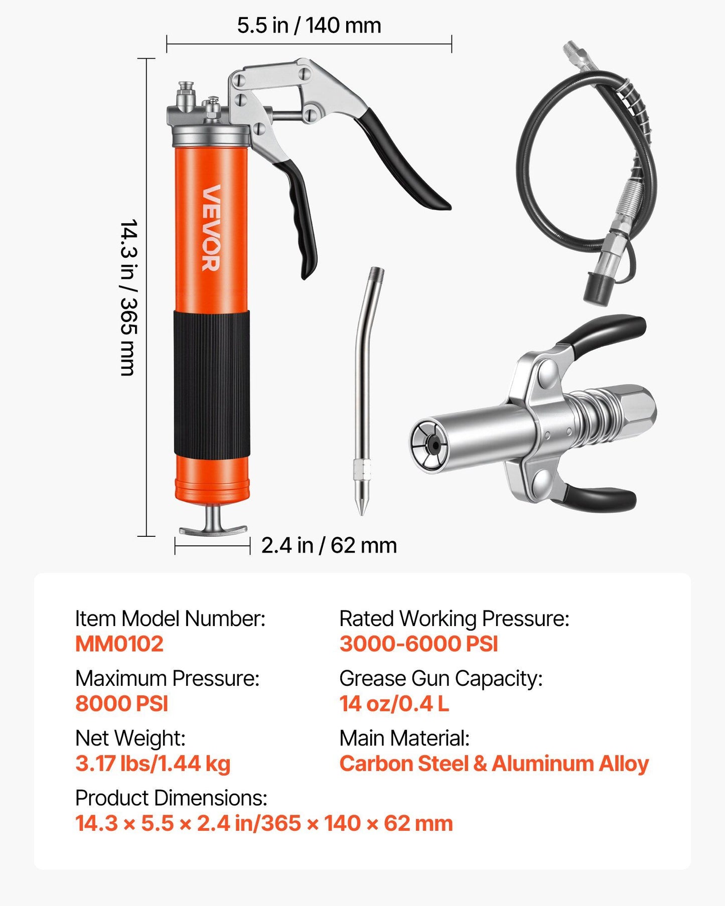 Pistol grip grease gun 8000 PSI — view 8