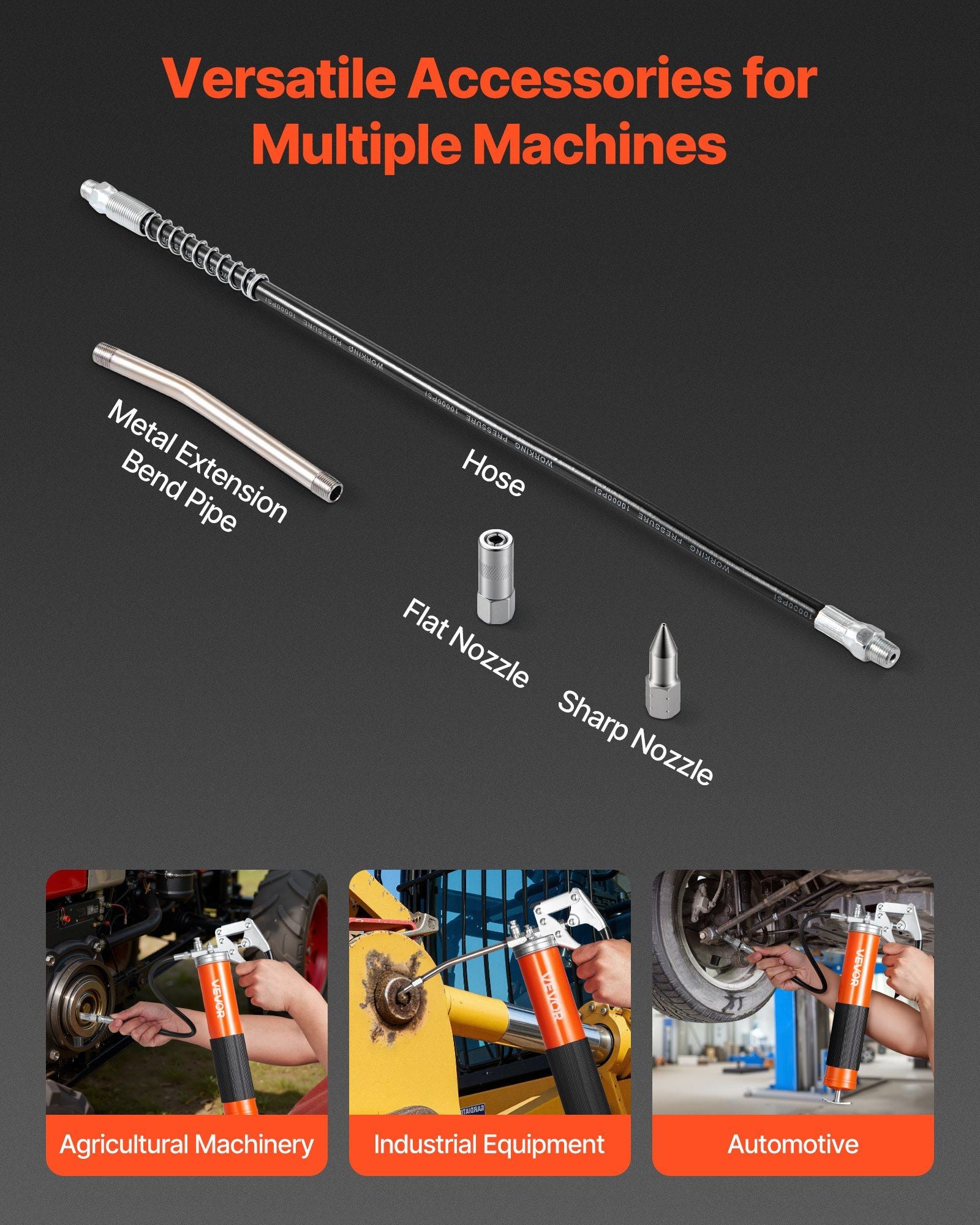 Heavy duty pistol grip grease gun 8000 PSI — view 5