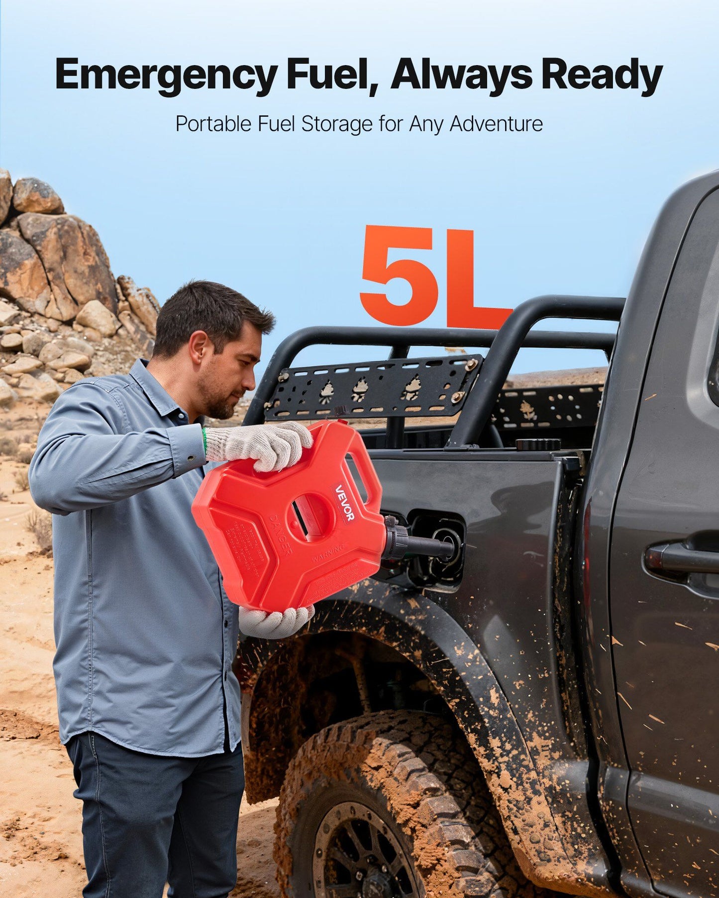 Fuel container 5 L gas can, red — view 3