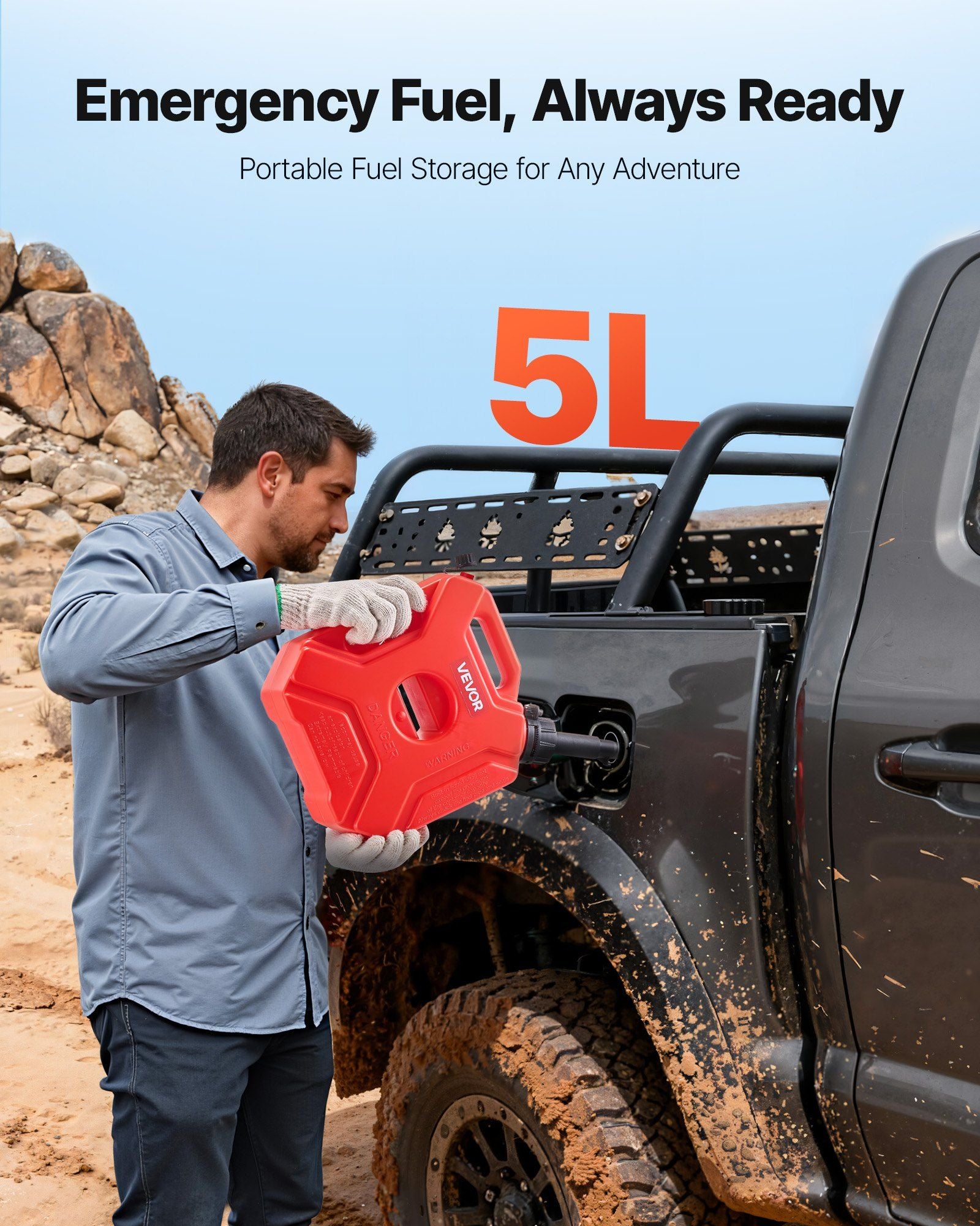 Fuel container 5 L gas can, red — view 3