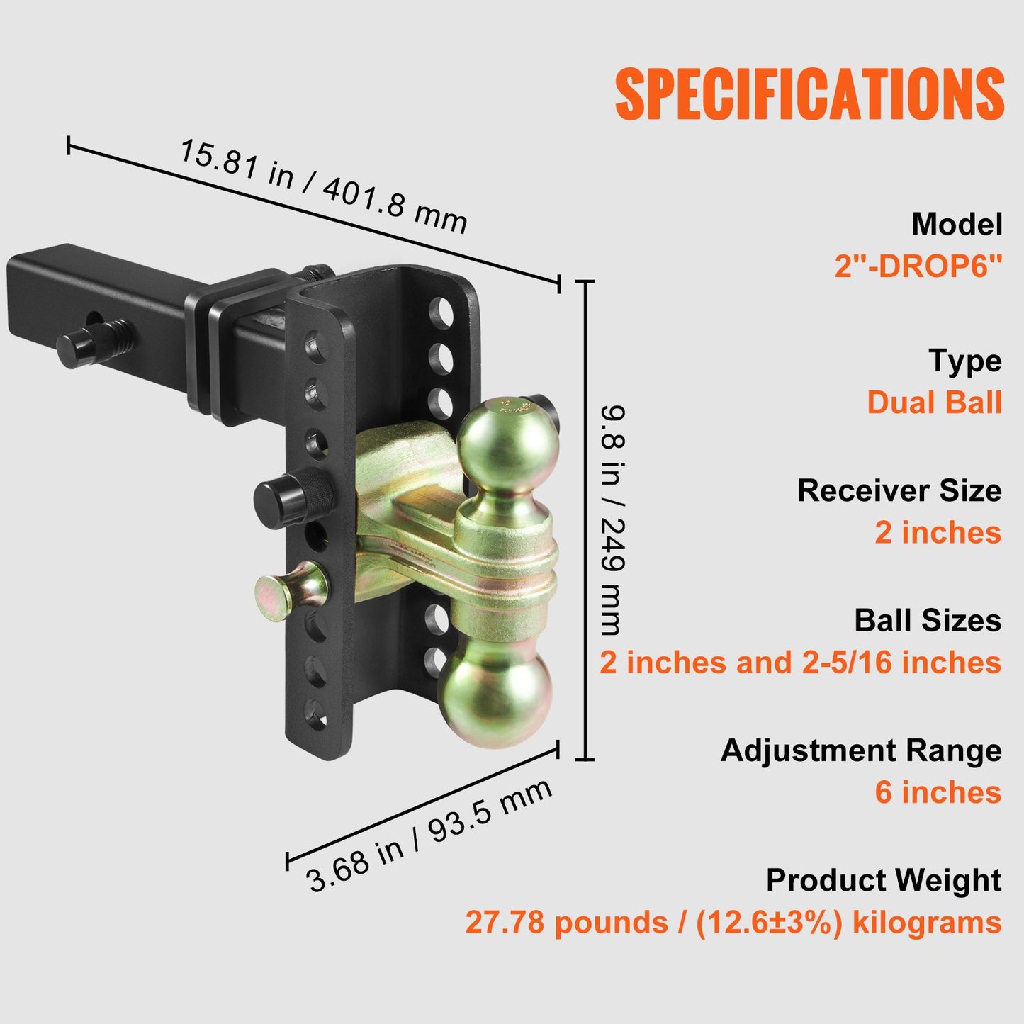 Adjustable Trailer Hitch, 152.4 mm — view 8