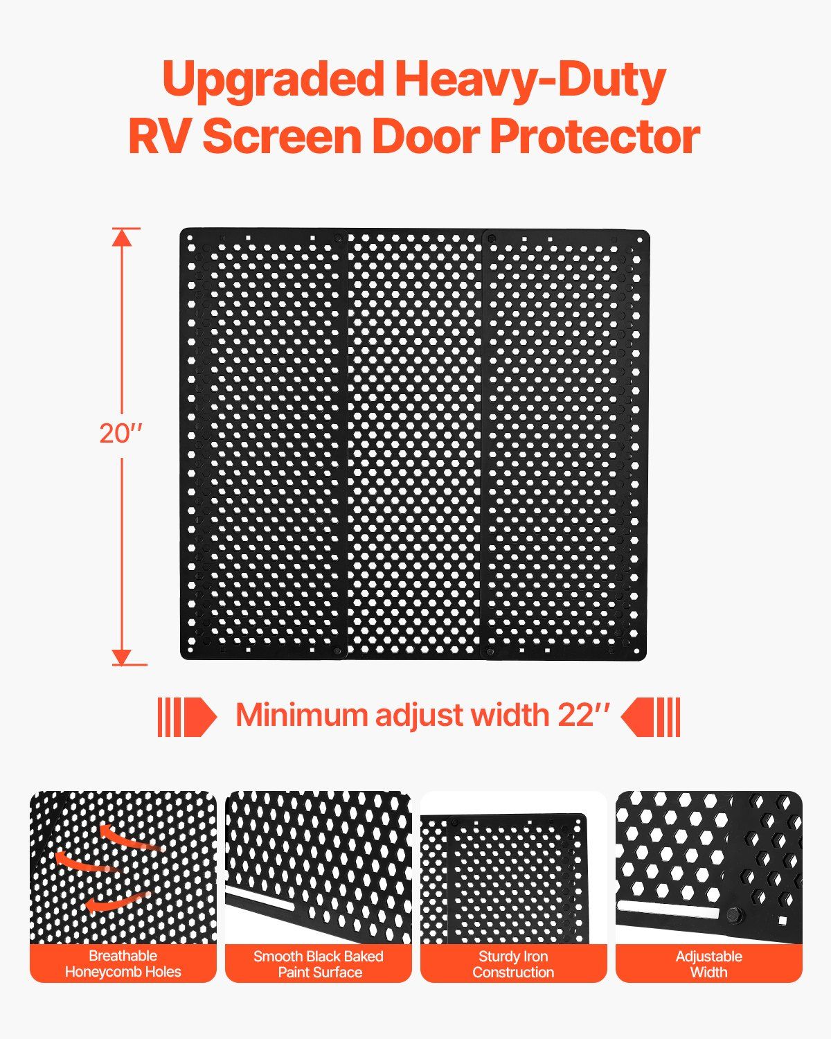 RV screen door protector, black — view 3