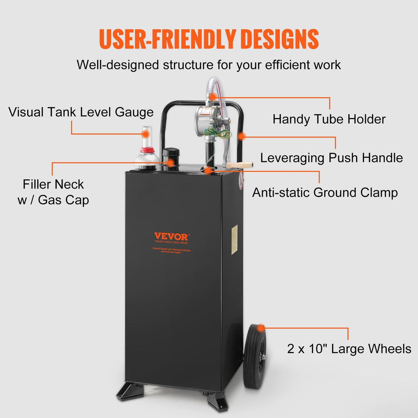 114L gas caddy fuel storage tank with wheels — view 5