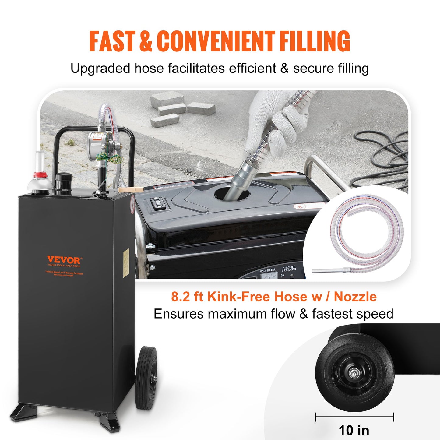 114L gas caddy fuel storage tank with wheels — view 7
