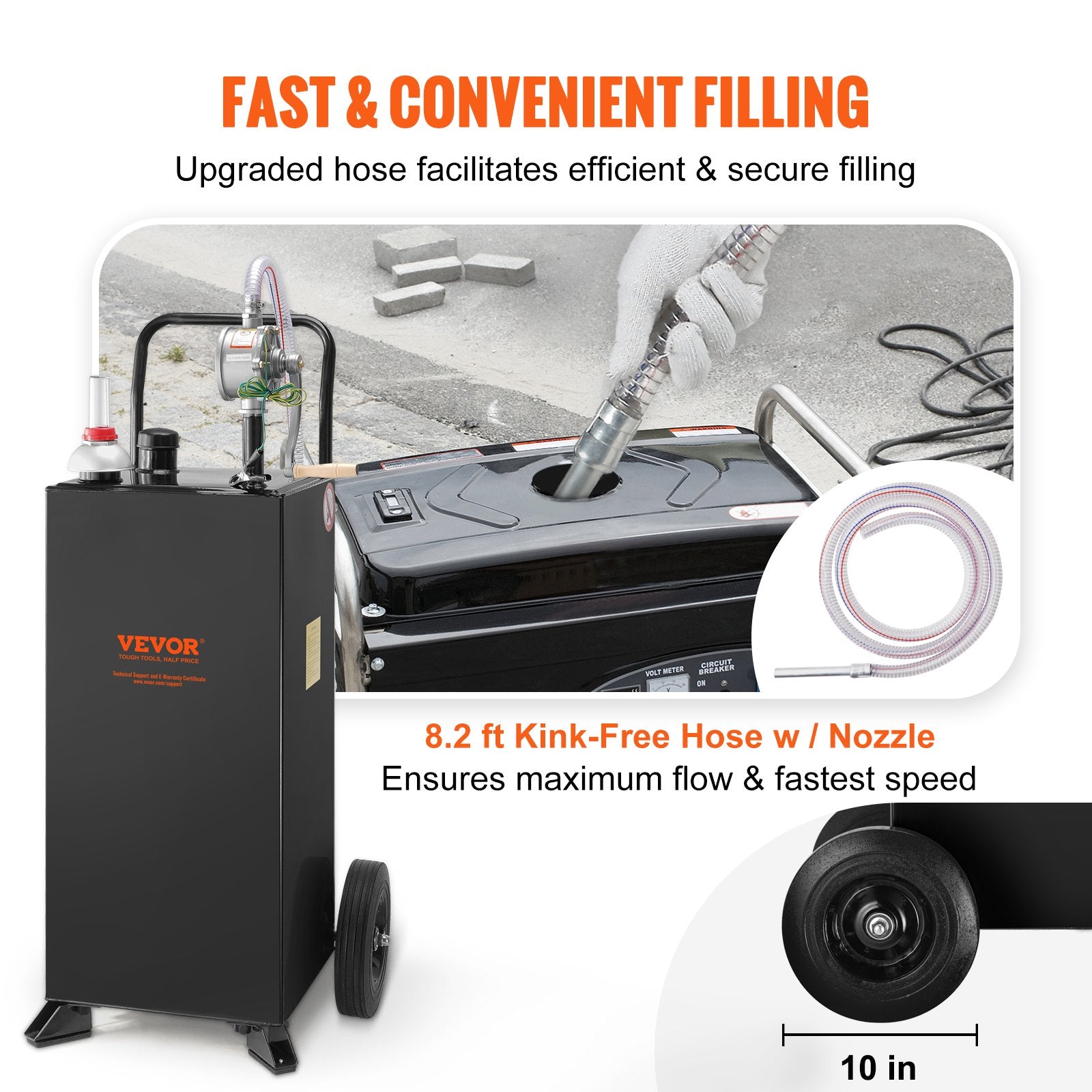 114L gas caddy fuel storage tank with wheels — view 7