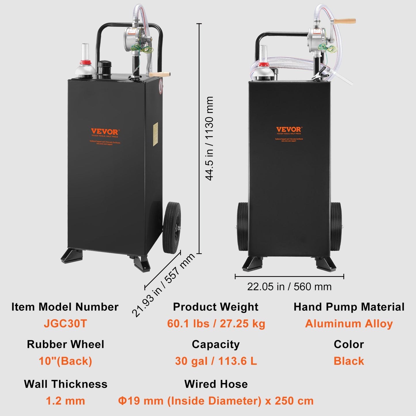 114L gas caddy fuel storage tank with wheels — view 8