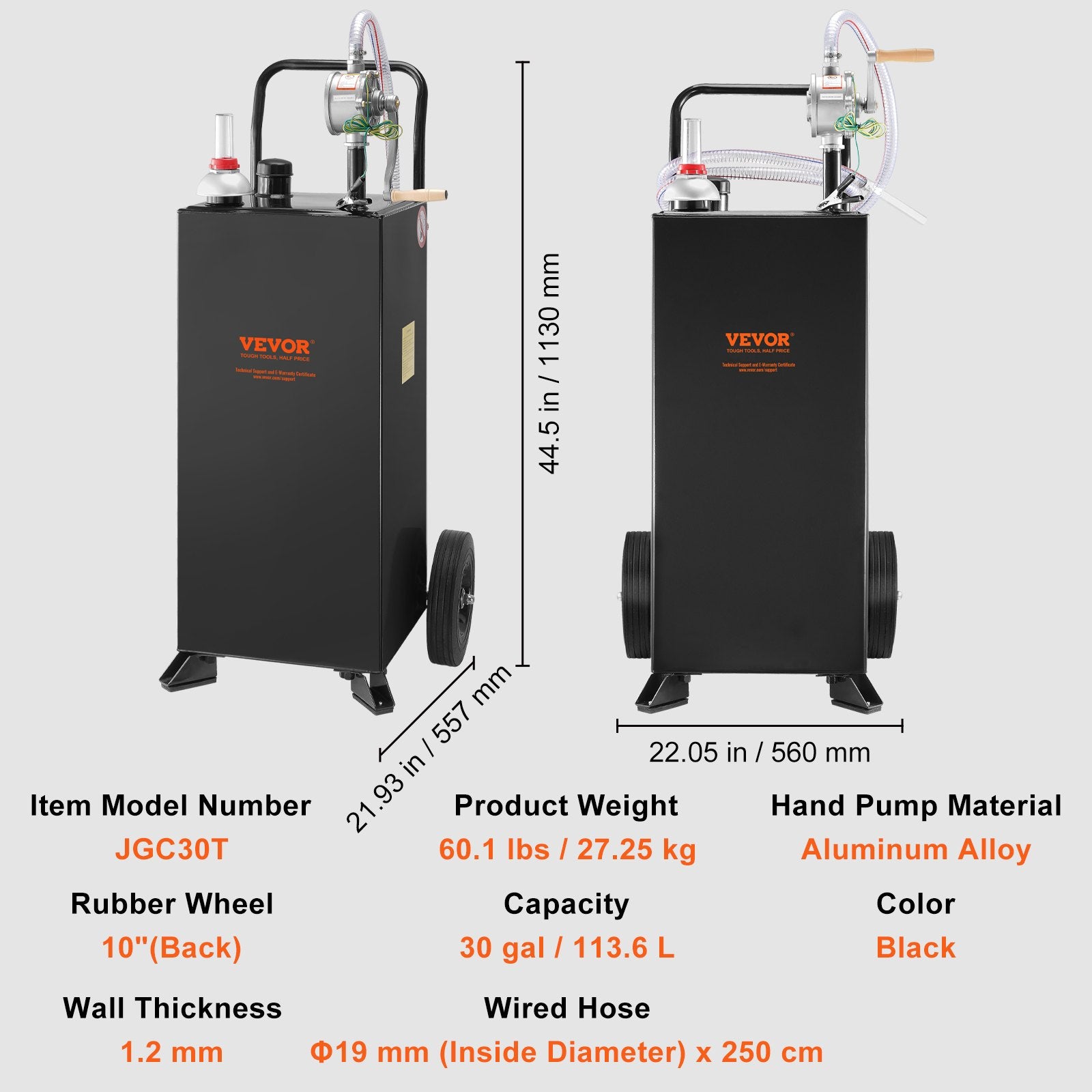 114L gas caddy fuel storage tank with wheels — view 8