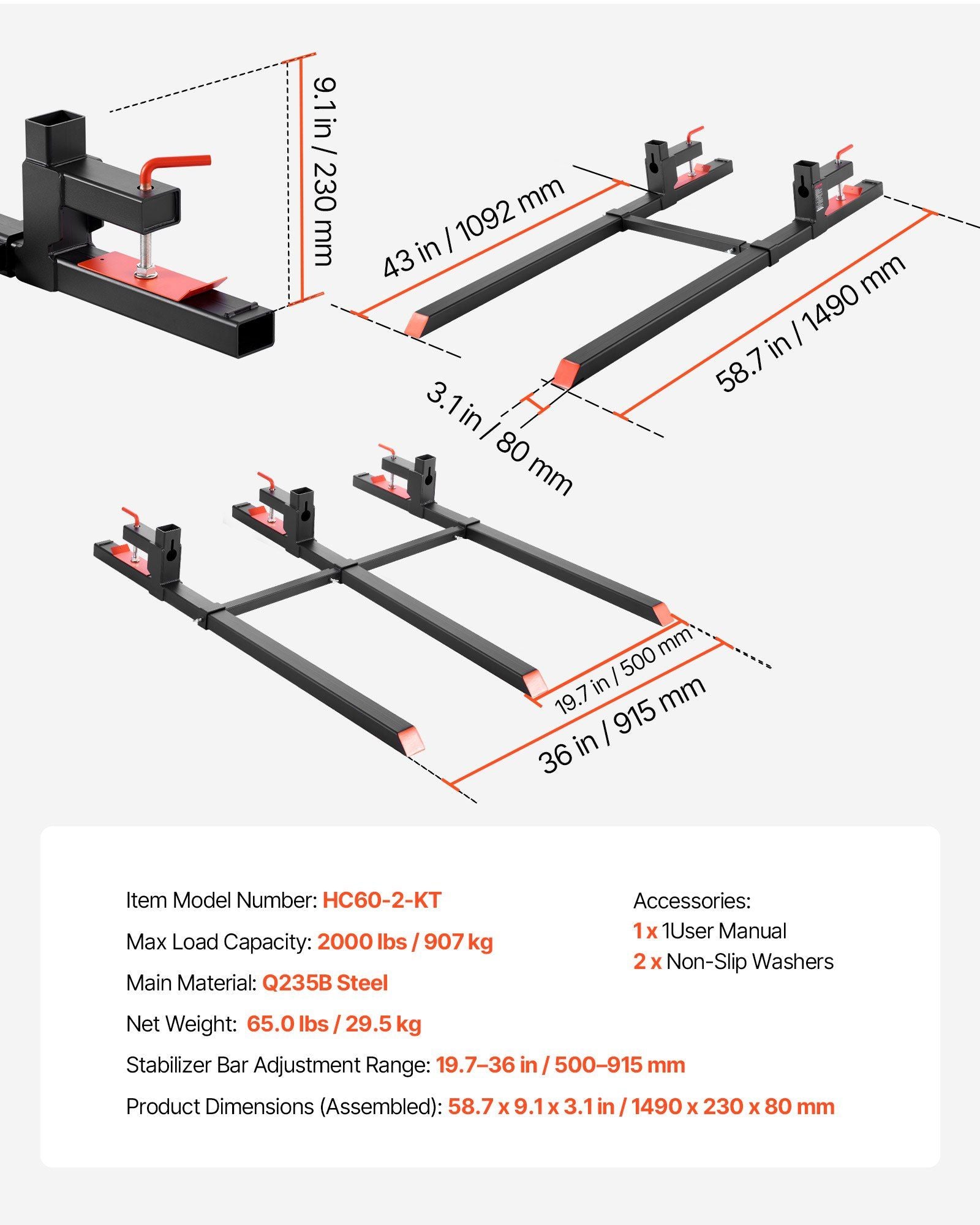 Pallet Forks 907 kg Clamp on Pallet — view 8
