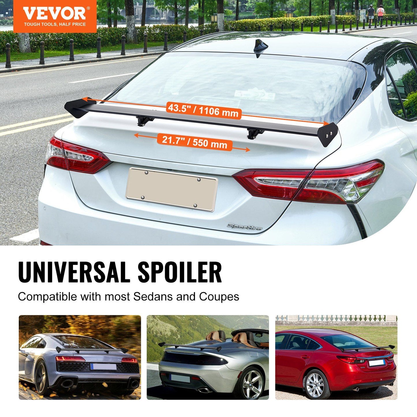 GT wing car spoiler 43.3 inch — view 3