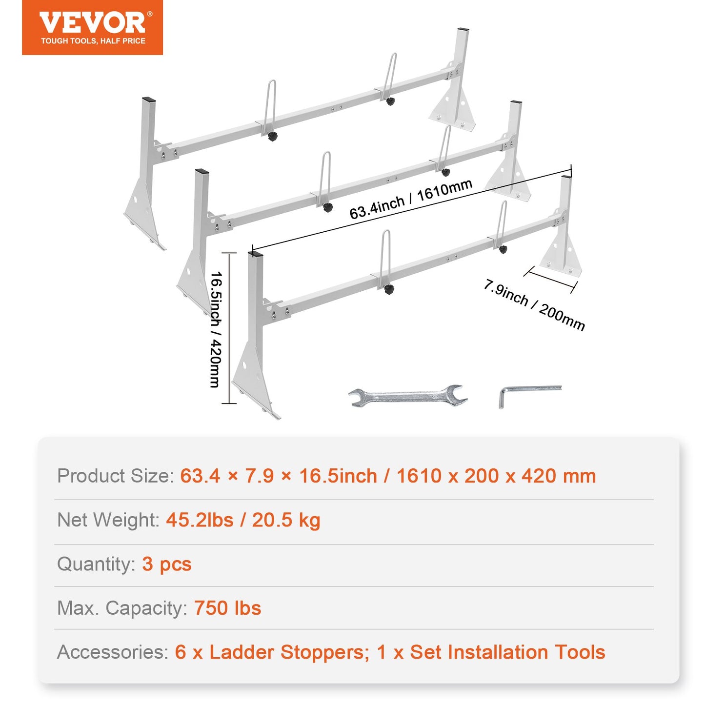 3-Bar Van Roof Ladder Rack — view 8