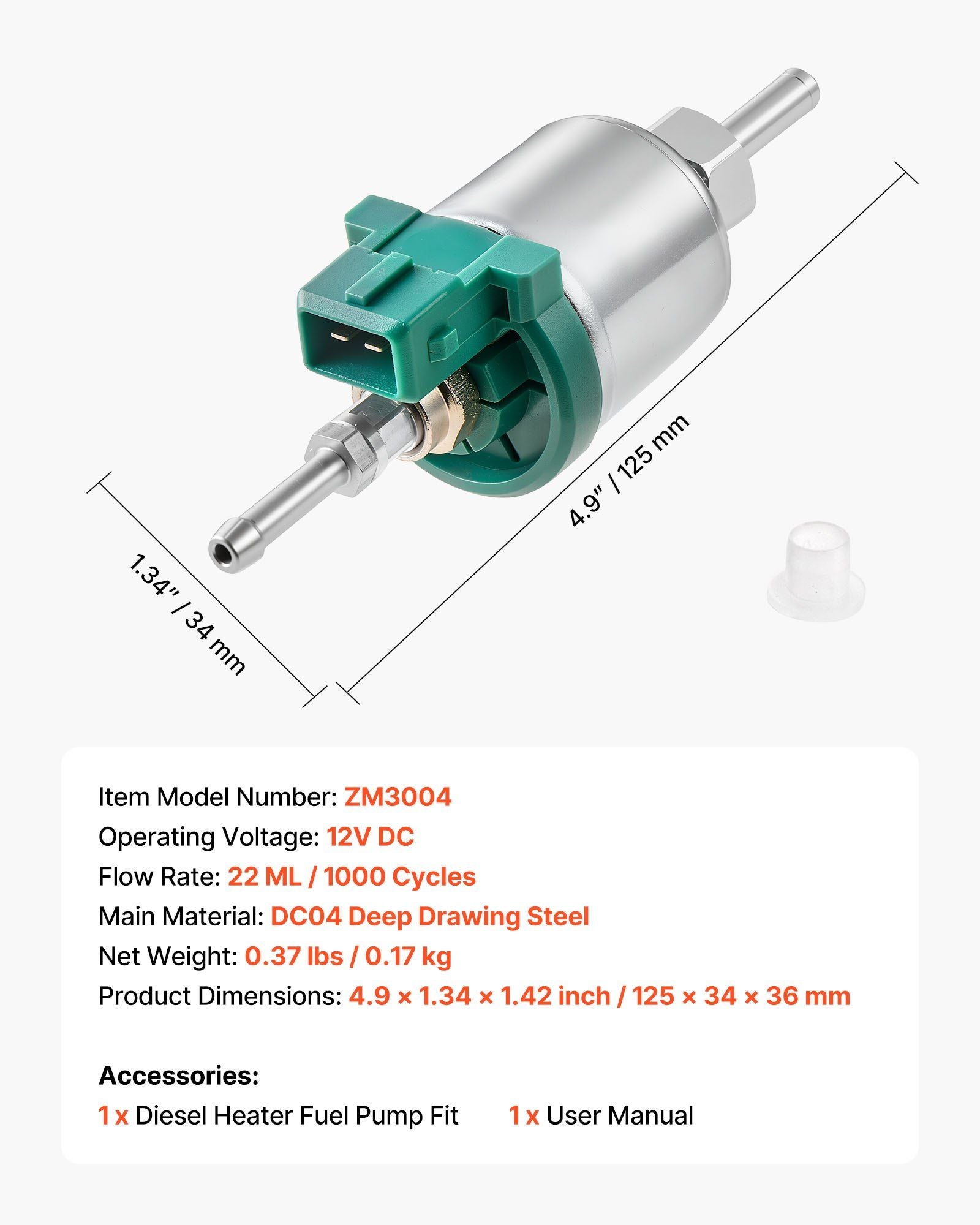 Diesel heater fuel dosing pump 12V 22 mL — view 8