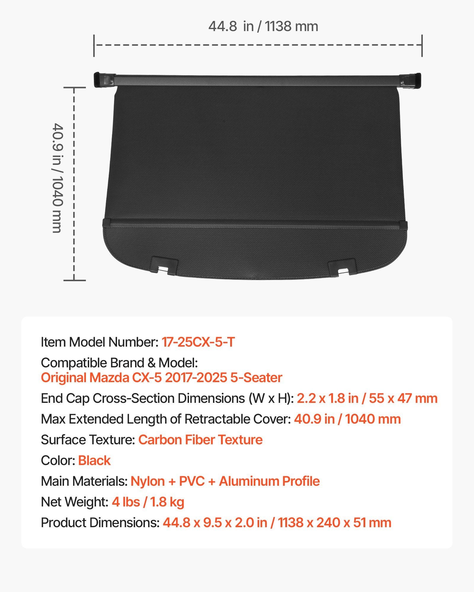 Retractable cargo cover for Mazda CX-5 — view 8