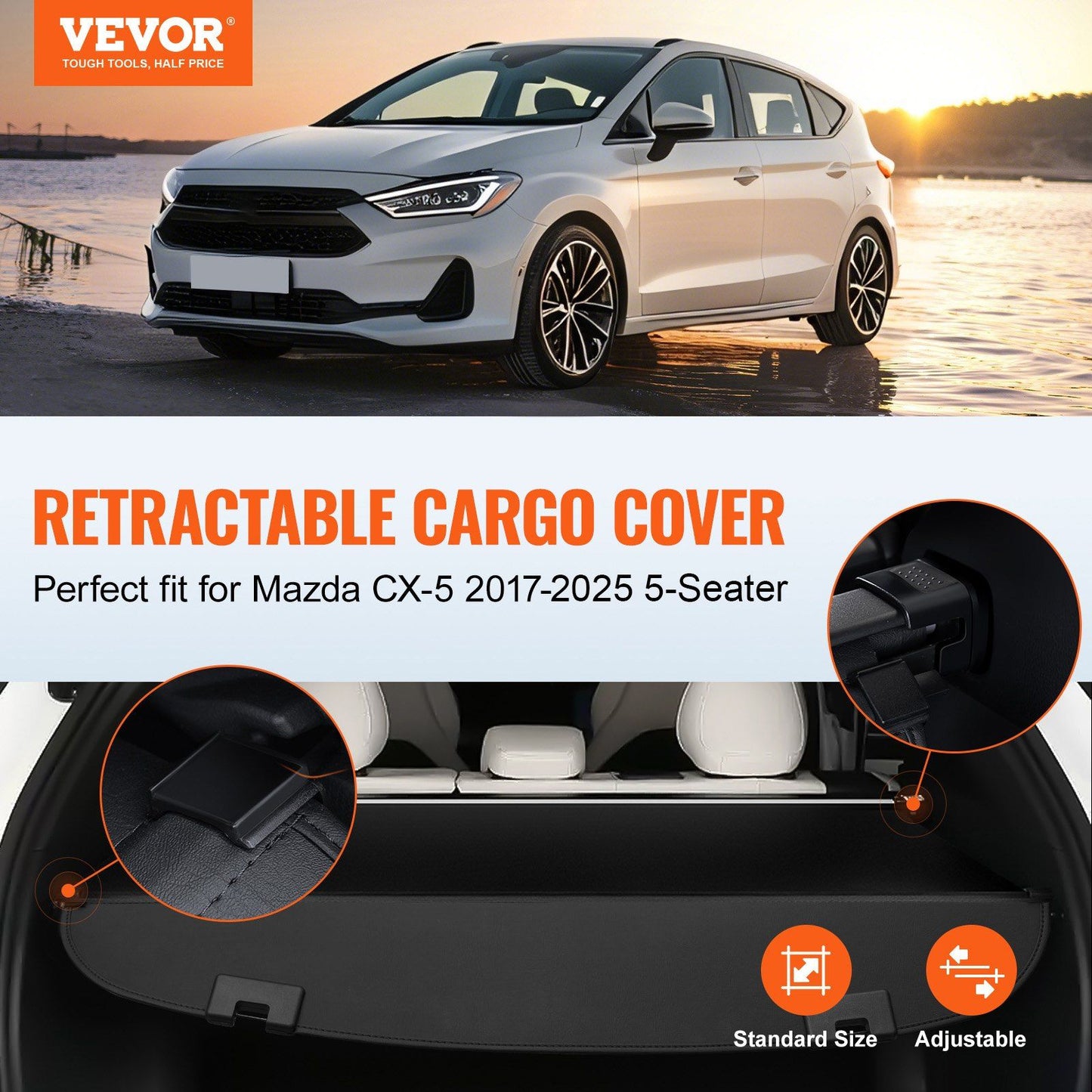 Waterproof retractable cargo cover for Mazda CX-5 — view 3