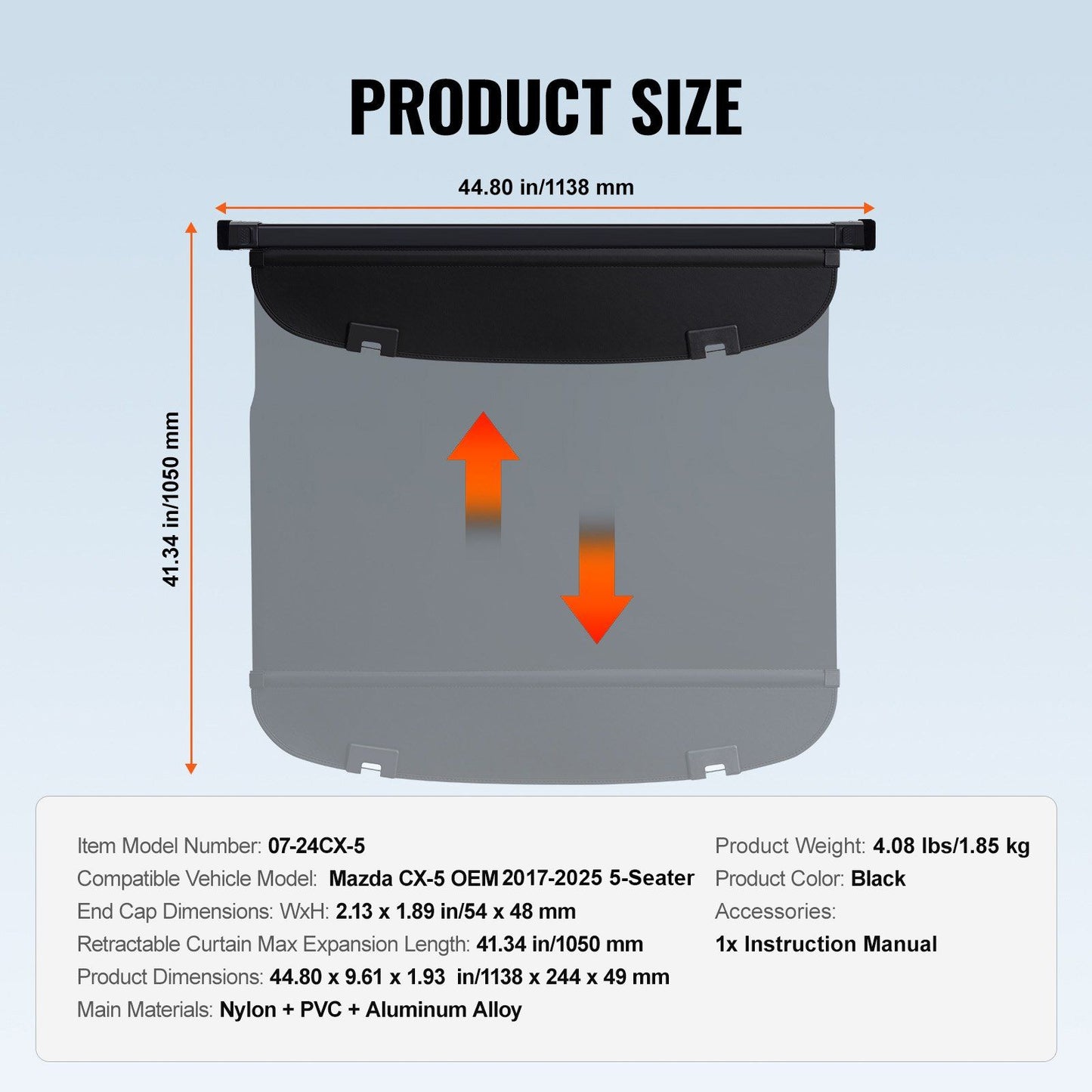 Waterproof retractable cargo cover for Mazda CX-5 — view 8