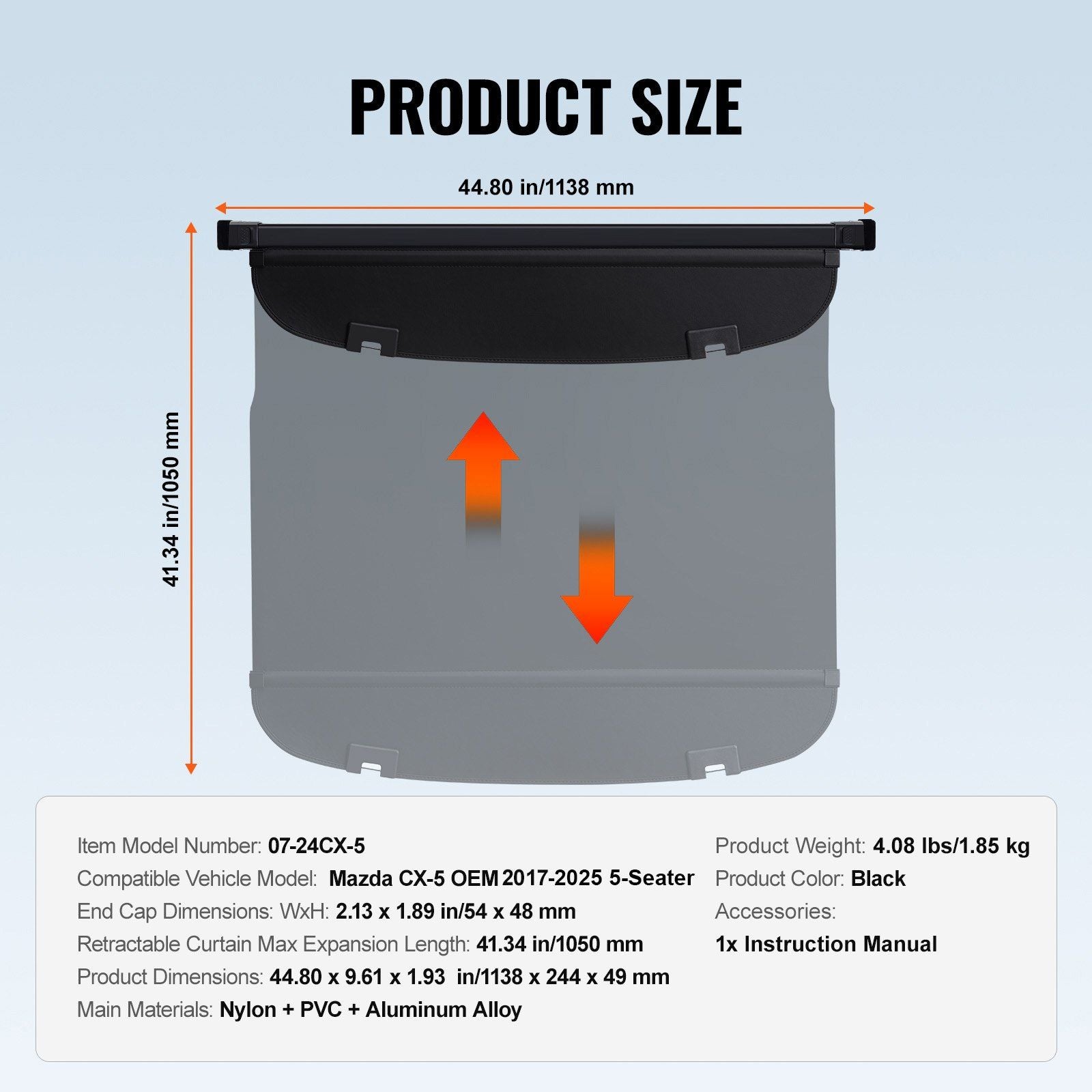 Waterproof retractable cargo cover for Mazda CX-5 — view 8