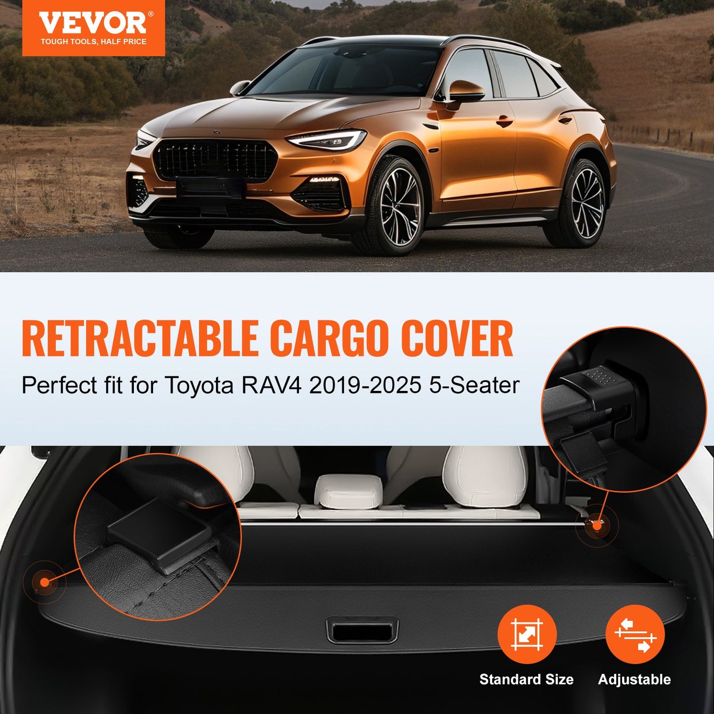 Toyota RAV4 2019-2025 retractable cargo cover — view 3