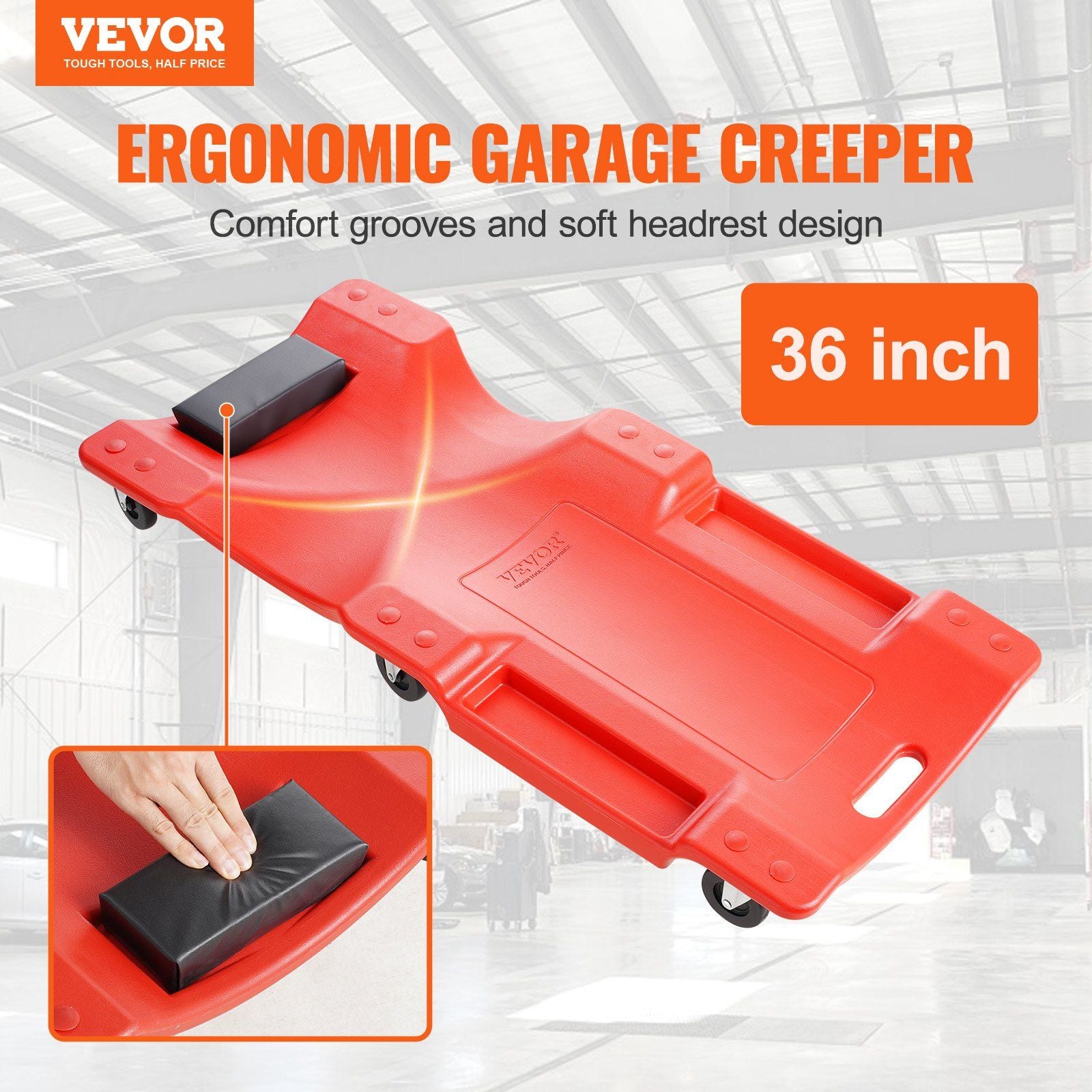 Mechanic plastic rolling garage creeper 914 mm — view 3