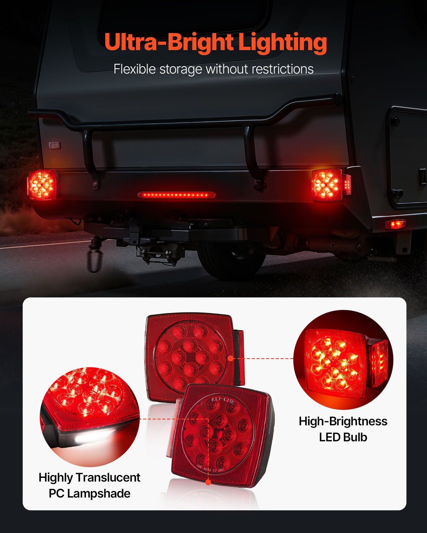LED trailer tail lights kit with wiring harness — view 4