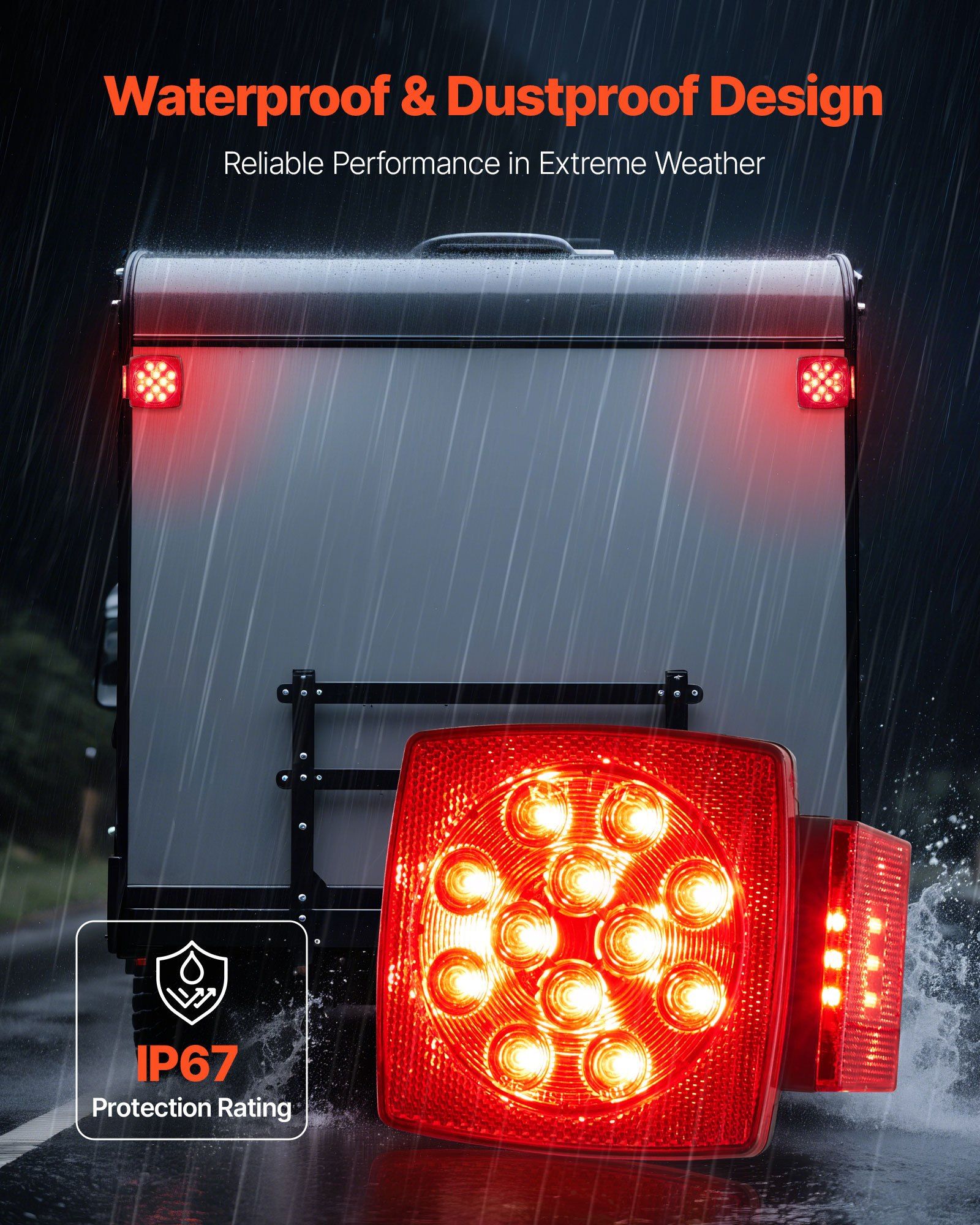 LED trailer tail lights kit with wiring harness — view 5