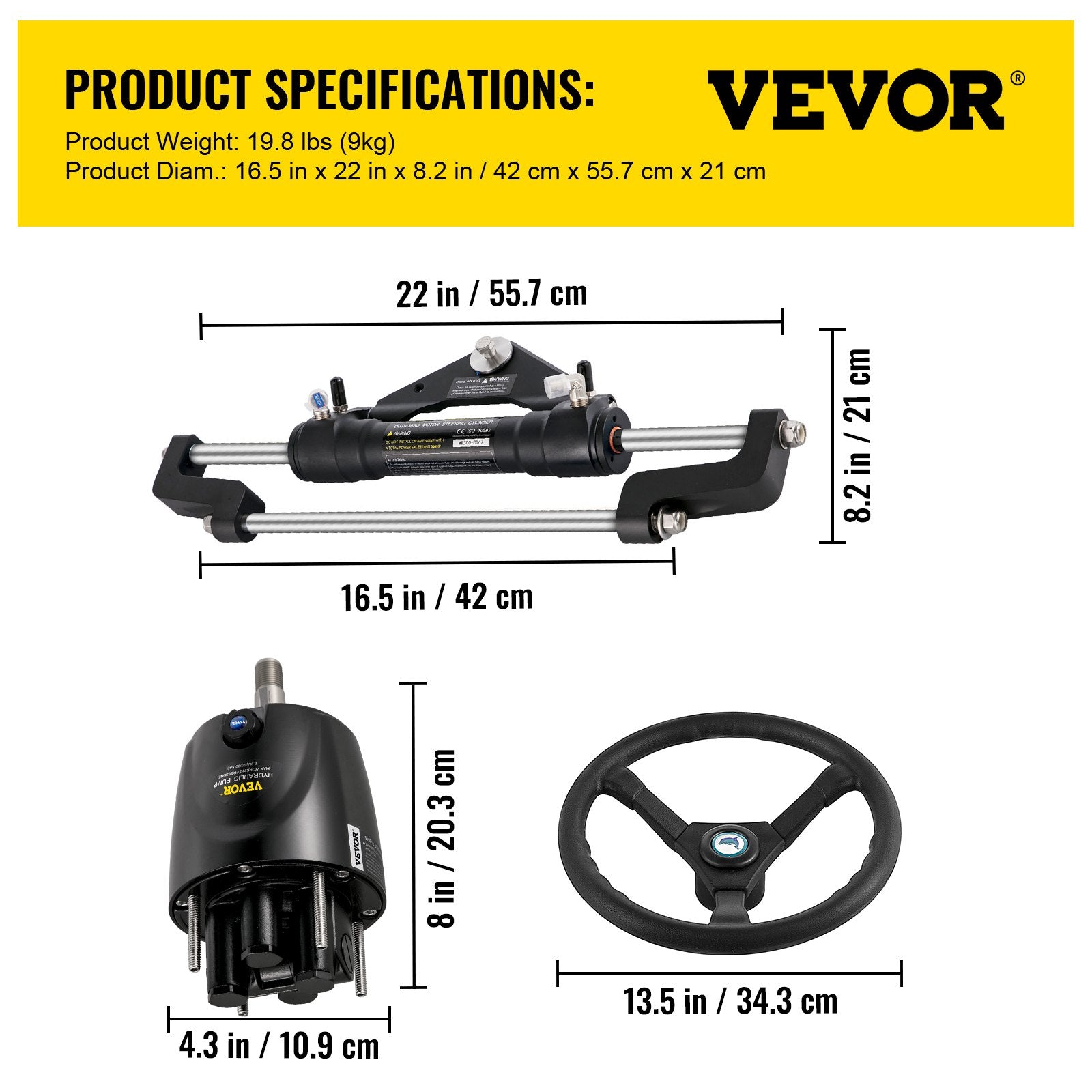 Hydraulic Steering Kit 300HP, Hydraulic — view 8