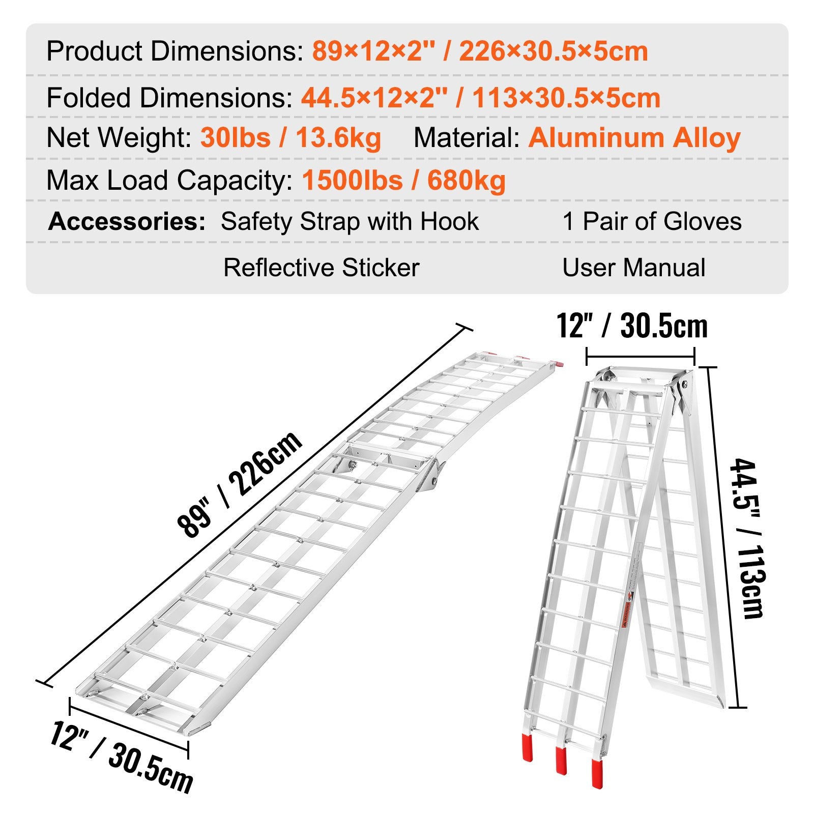 Aluminium Ramp 1500 LBS Foldable — view 8