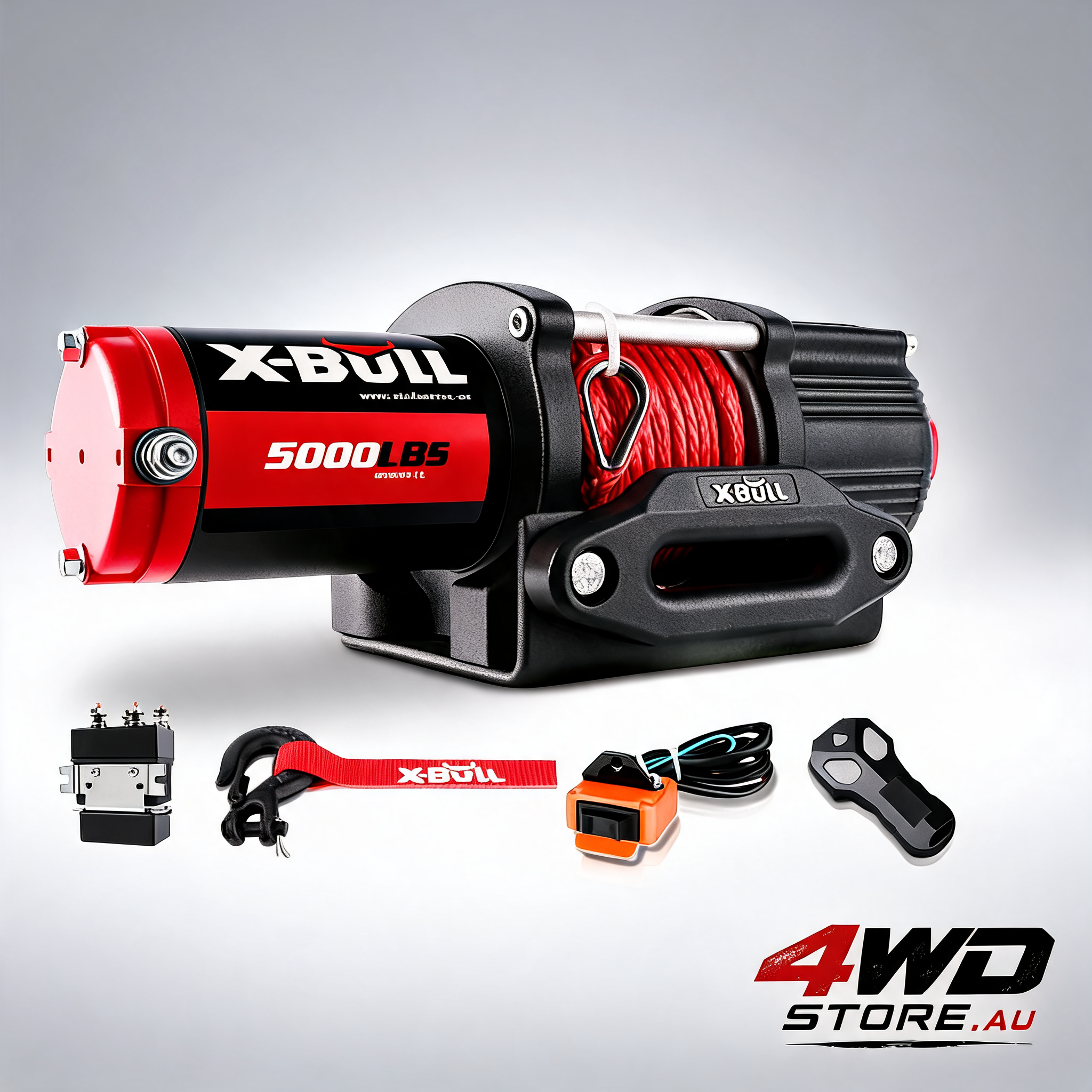 X-BULL 12V 5000LBS electric winch with 15.2m synthetic rope and wireless remote for ATV, UTV and boat