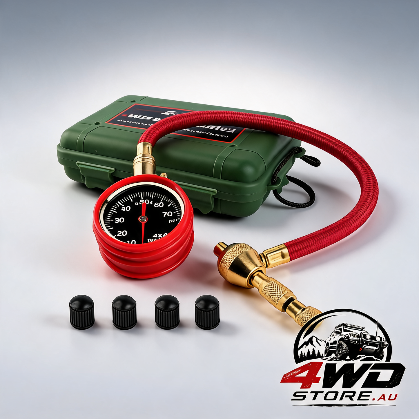 X-BULL rapid tyre deflator with pressure gauge and valve tool for 4WD