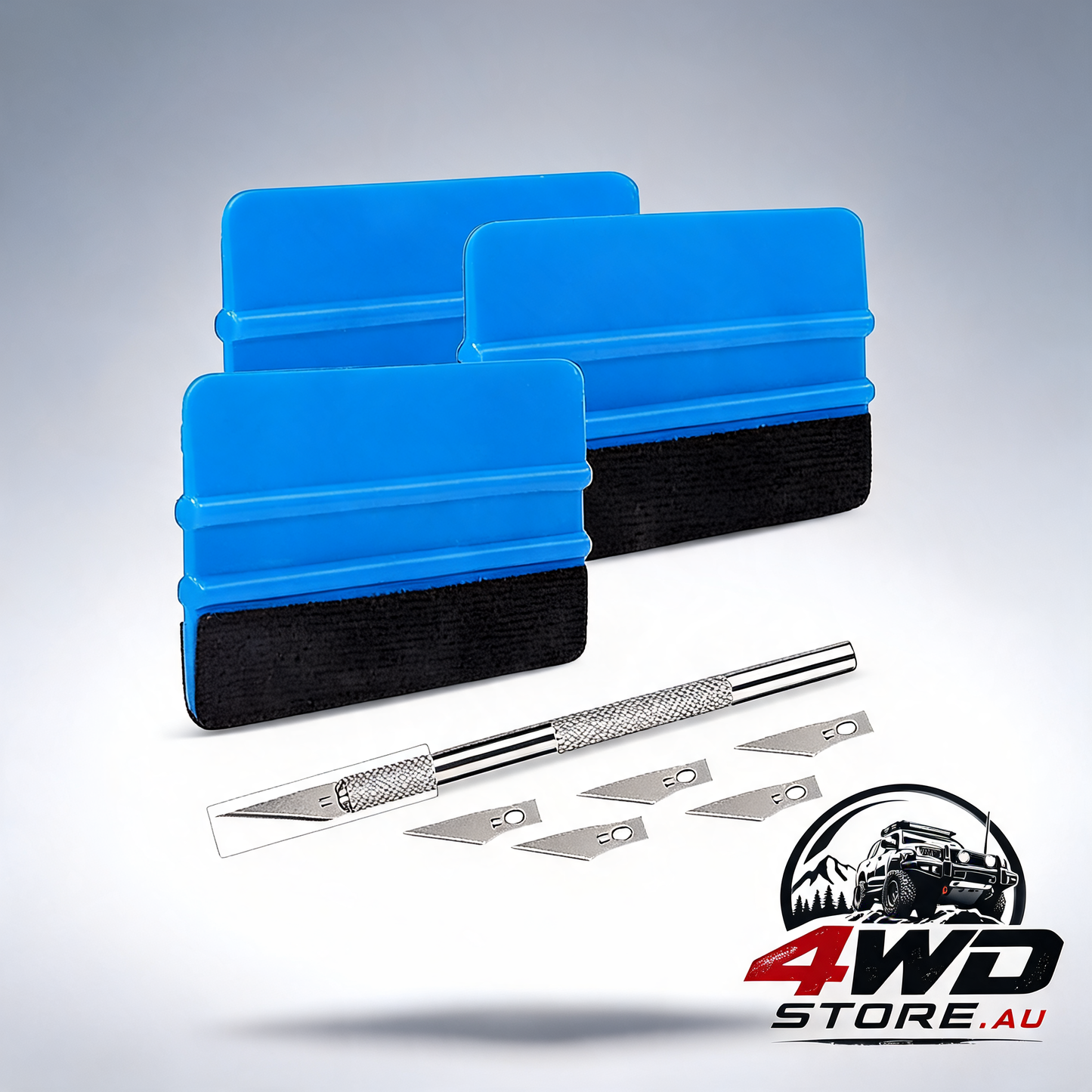 Durable felt edge vinyl squeegee tool 4-inch with craft knife for car vinyl wrapping