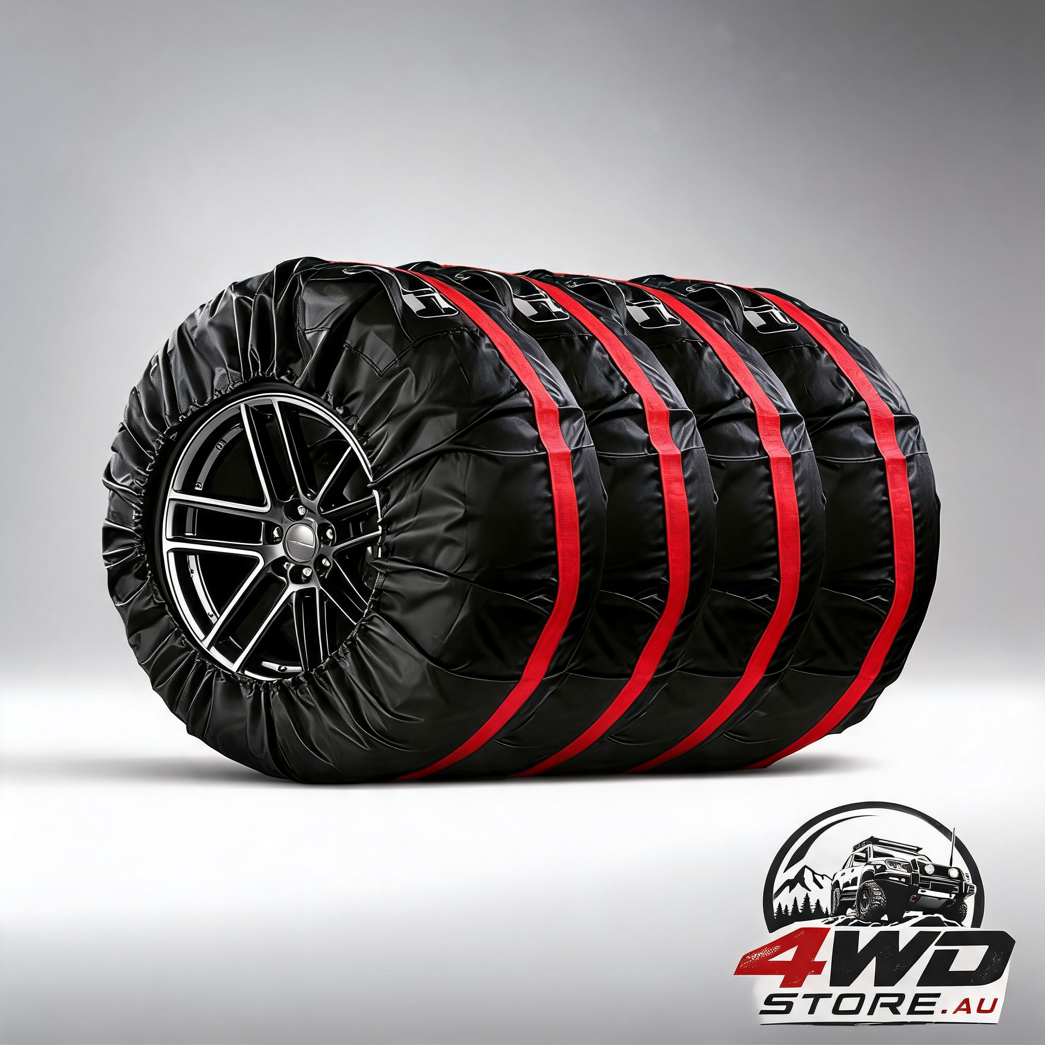 4-pack waterproof tyre storage covers for 19 to 23 inch wheels, 80cm, black and red