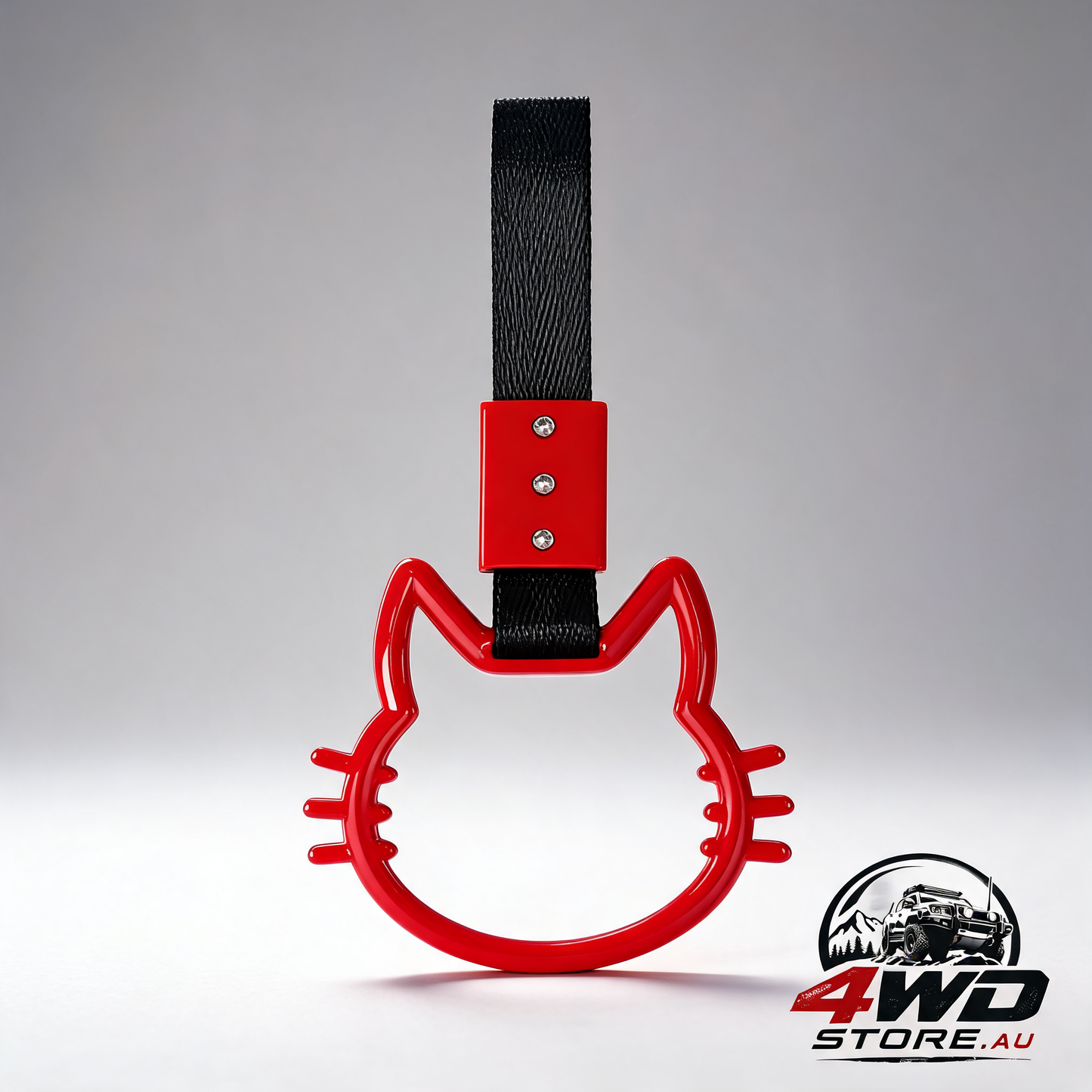 Car handle hand strap with bumper warning rings drift charm accessory, red