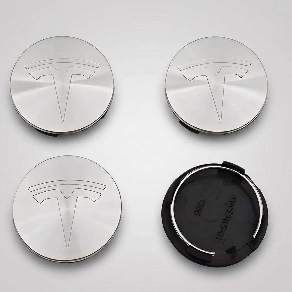 4-Pack Tesla wheel hub caps 56mm silver compatible with Tesla