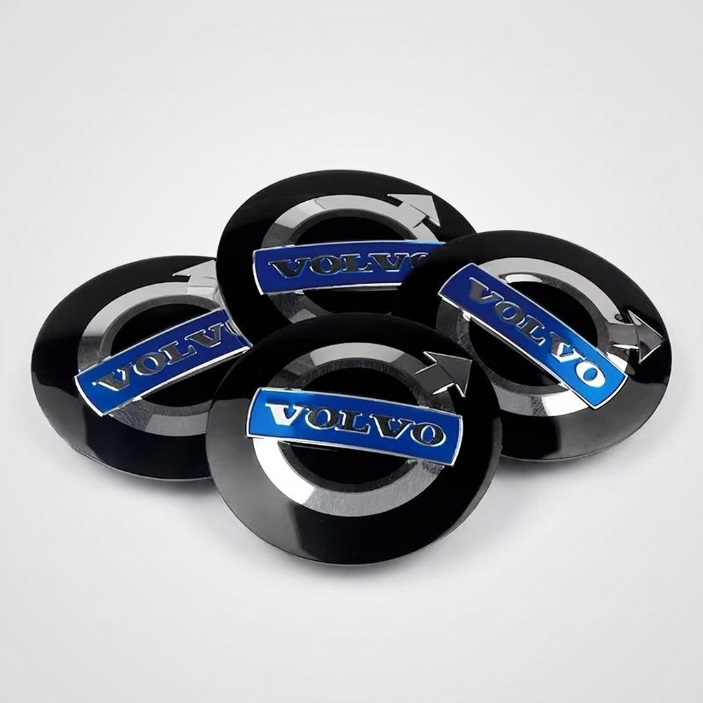 Volvo center caps 4-Pack 64mm black silver blue hub emblem for Volvo wheels