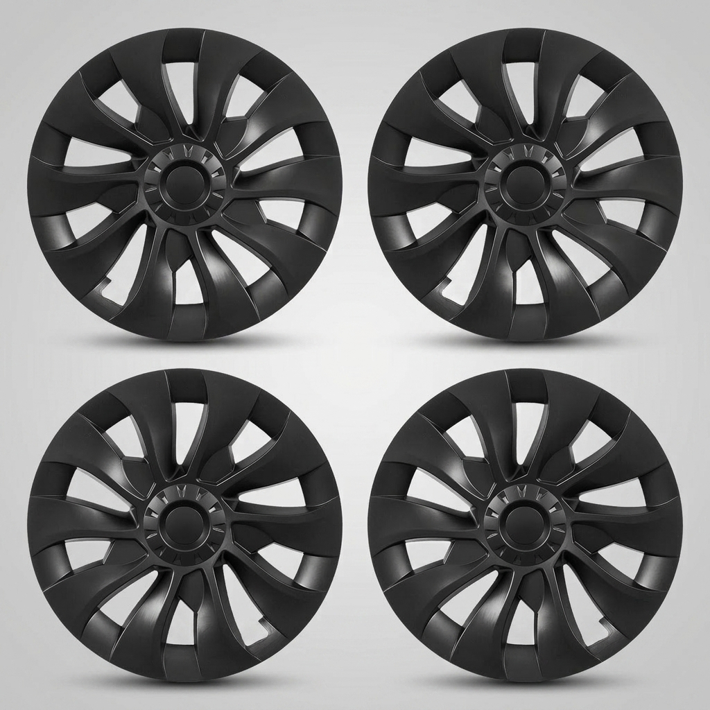 Hubcaps wheel covers for 2017-2023 Tesla Model 3, 18 inch set of 4, matte black