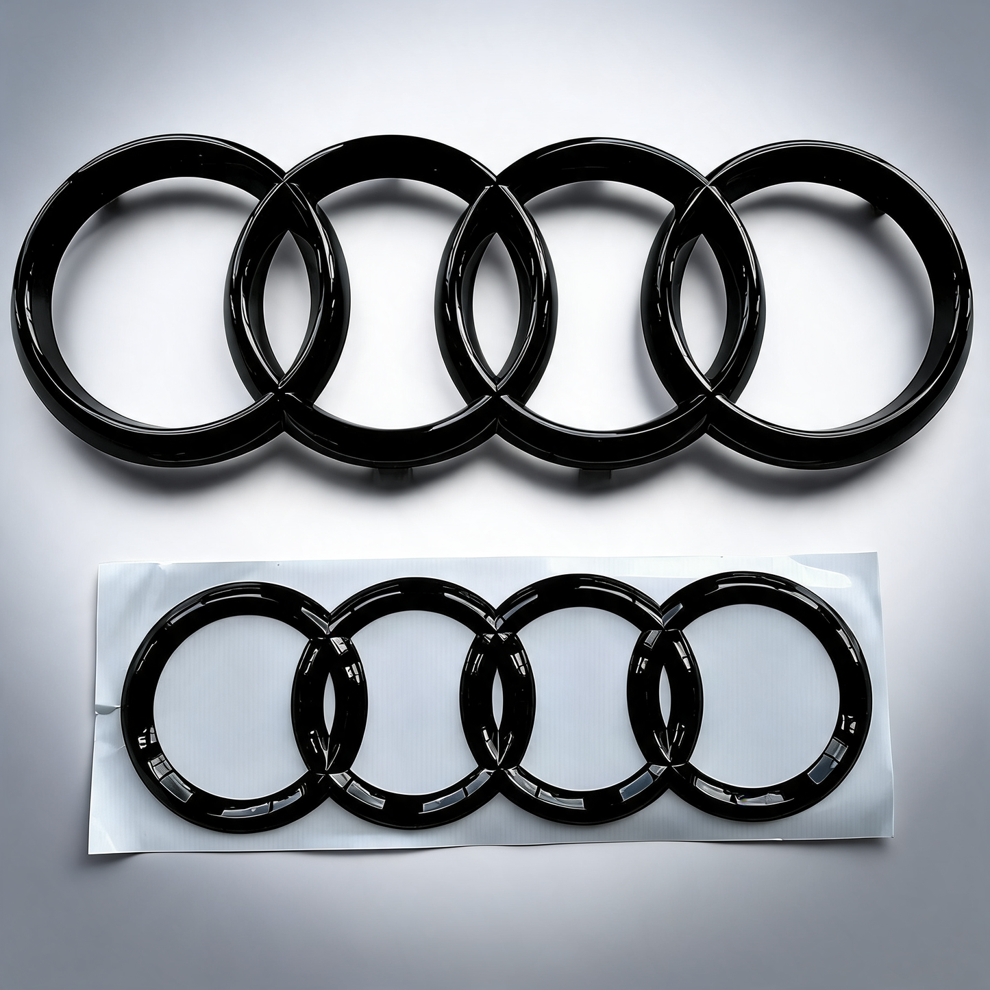 Replacement Audi A1 A3 A4 A5 front and rear black emblem rings set, 273mm and 192mm