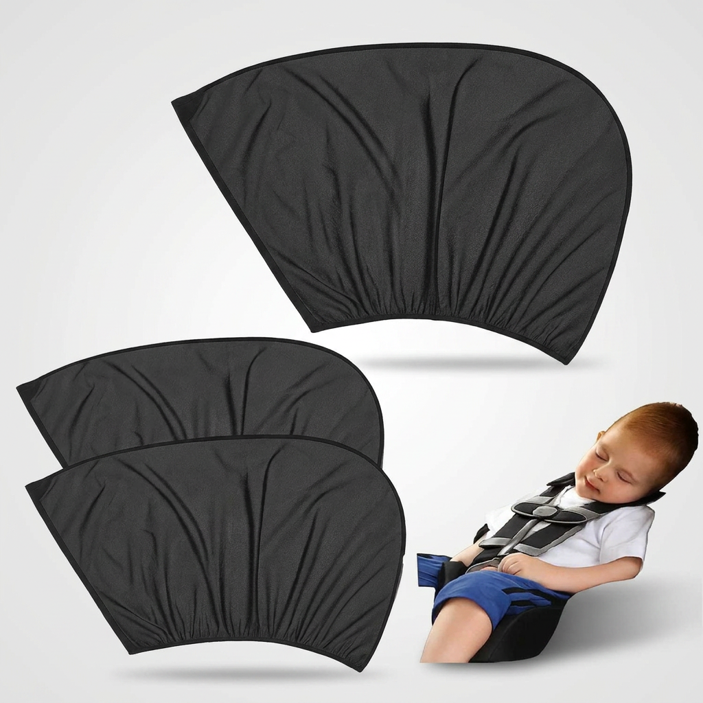 Car sunshades with SPF 30 UV protection for rear window, black, 2 pieces