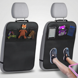 2 pack XL waterproof back seat kick mat protector for kids with 3 pocket storage organiser
