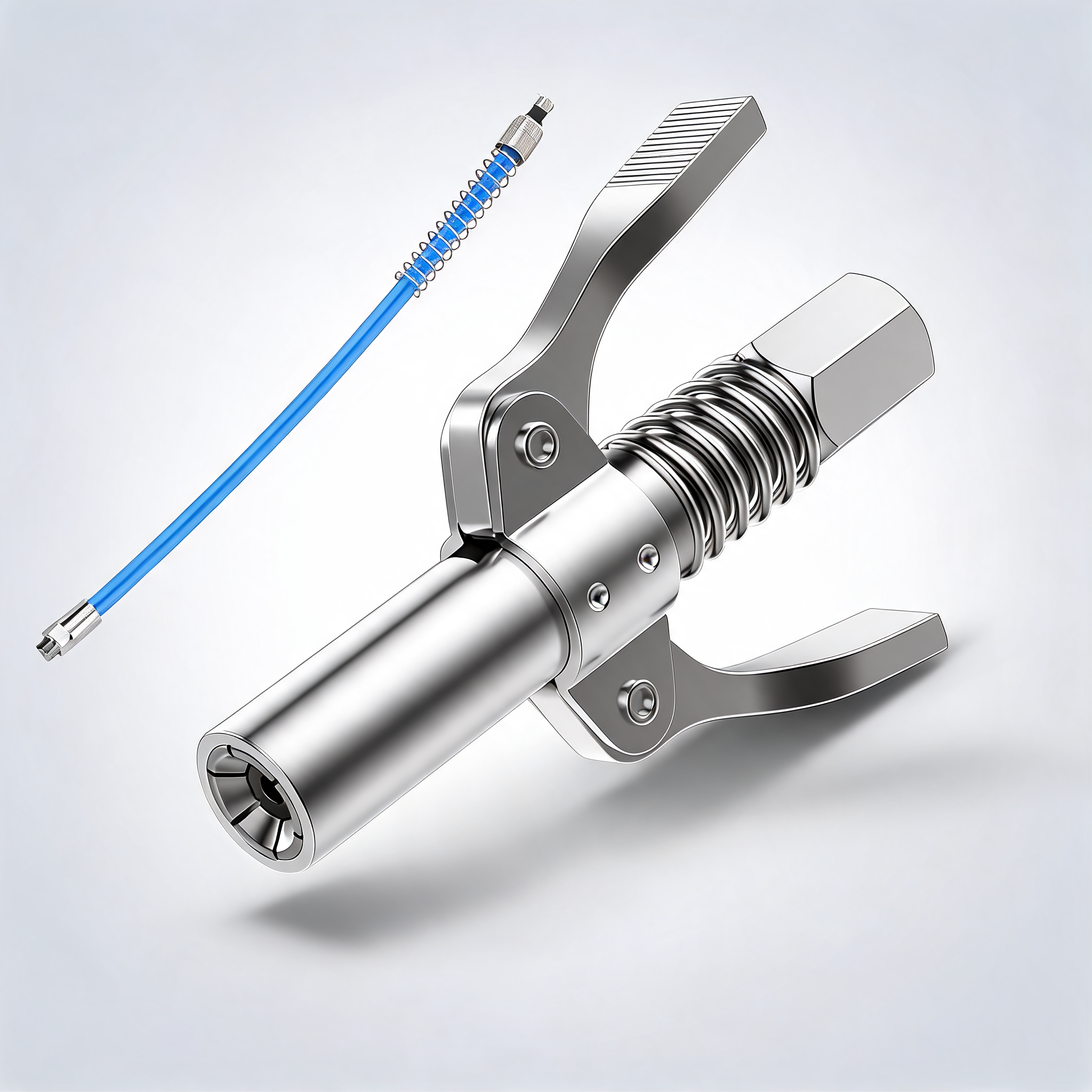 Grease tool coupler heavy duty quick lock double handle leak-free grease nozzle